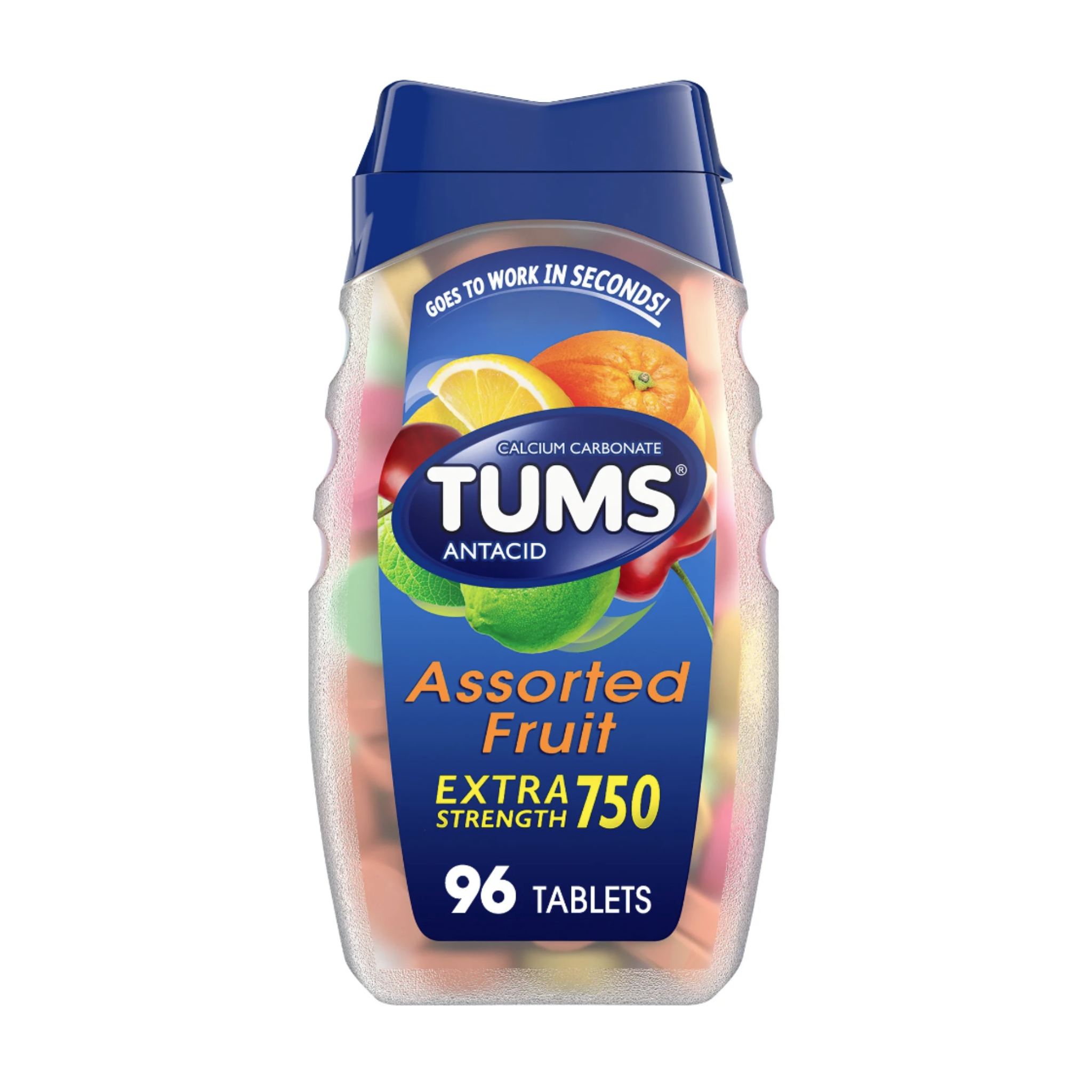 Tums Extra Strength Heartburn Relief Chewable Antacid Tablets, Fruit, 96 Count - Pharmaful