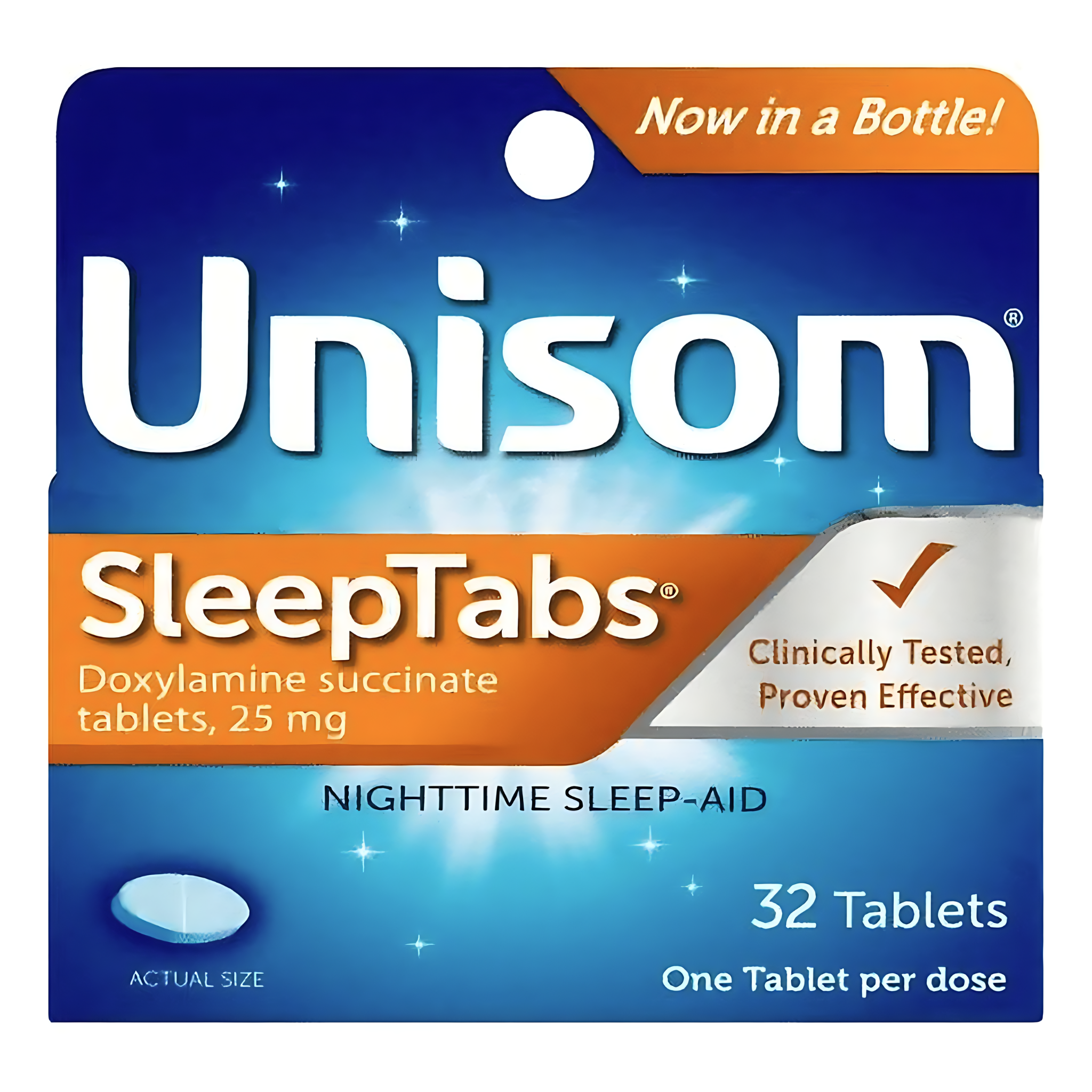 Unisom SleepTabs Doxylamine Succinate Sleeping Pills, Nighttime Sleep Aid, 25 mg, 32 Tablets - Pharmaful