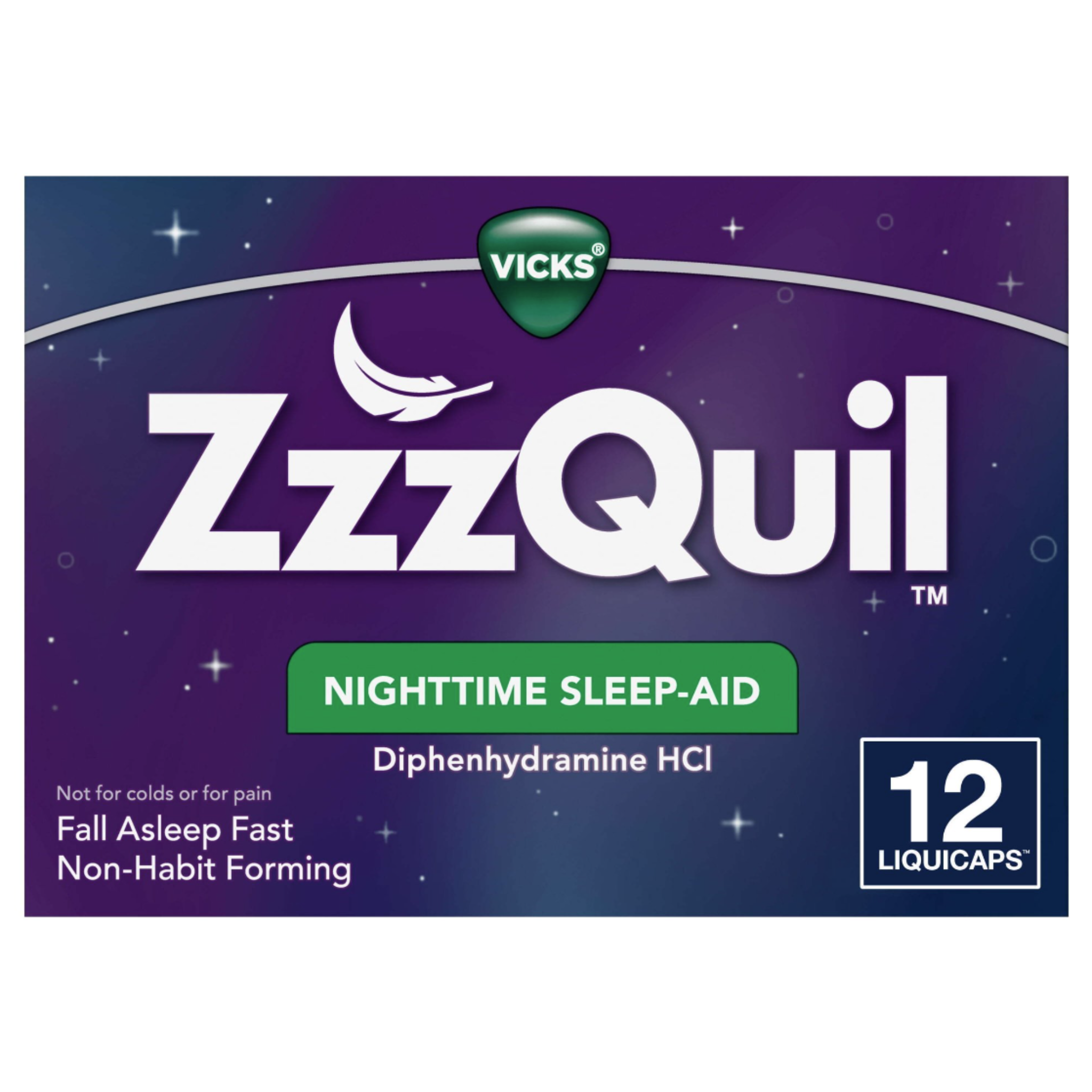 Vicks ZzzQuil Sleep Aid Liquicaps, Diphenhydramine HCl, Over-the-Counter Medicine, 12 Count - Pharmaful