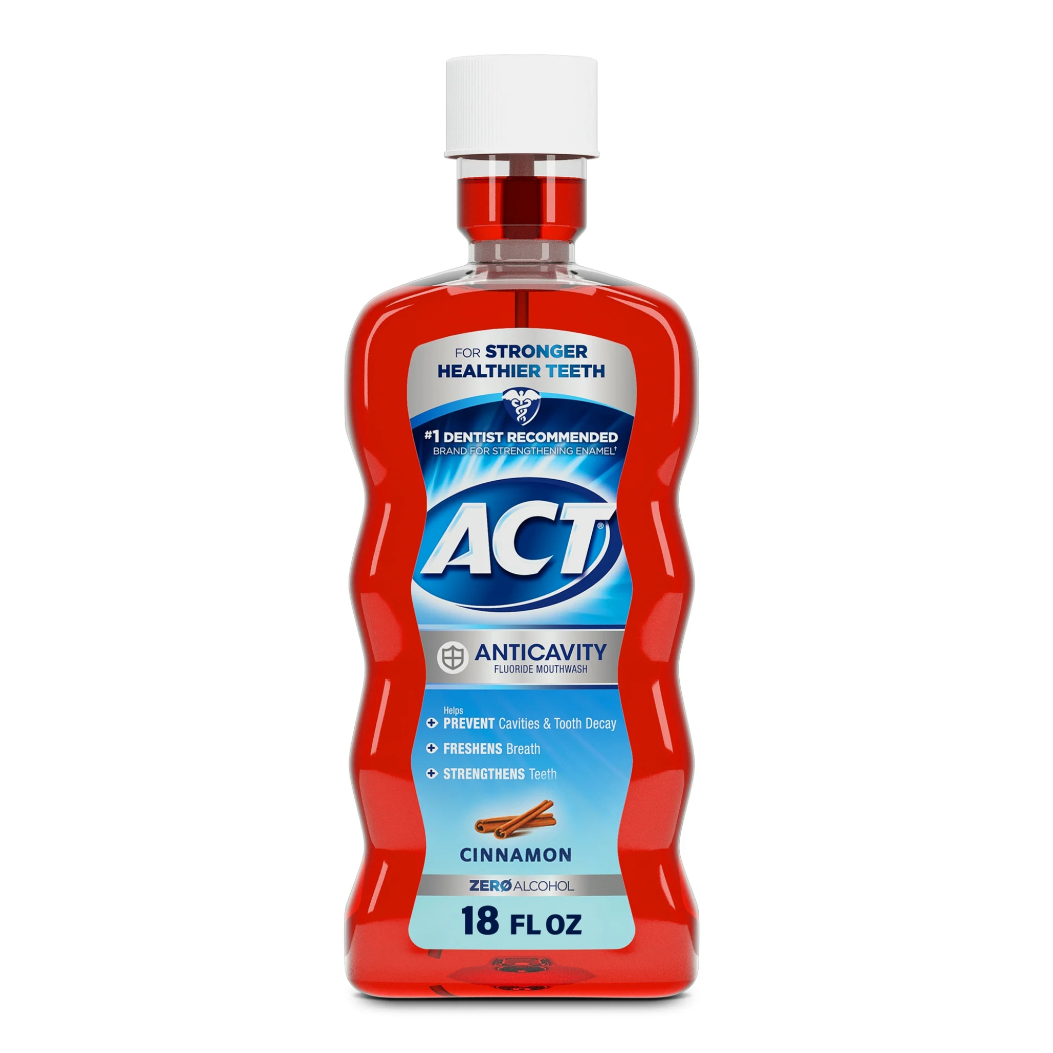 ACT, Anticavity Fluoride Mouthwash, Triple Action, Cinnamon Flavor, Strengthens Enamel and Prevents Cavities, 18 fl oz