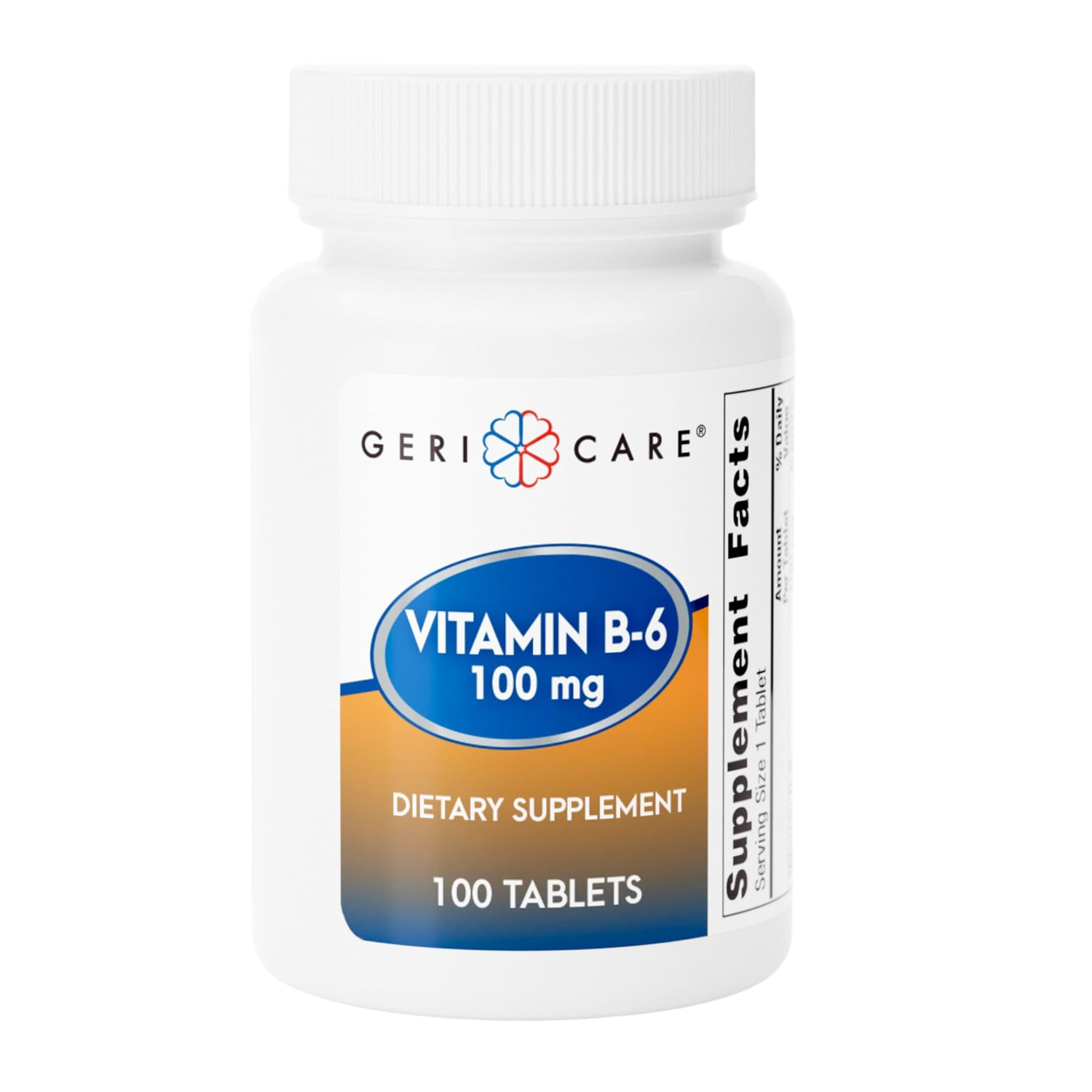 Gericare, Vitamin B-6 Tablets, 100 mg, Supports Nervous System & Metabolism, 100 Count