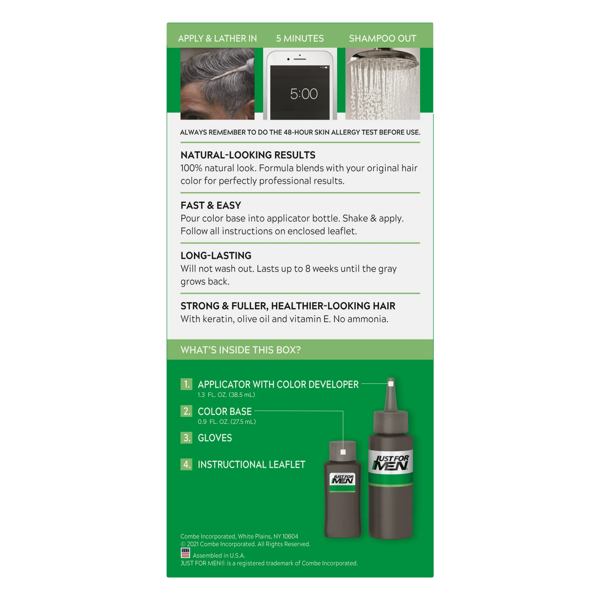 Just For Men, Hair Color H-45, Dark Brown, Easy Gray Coverage for Natural Results, 1 Each