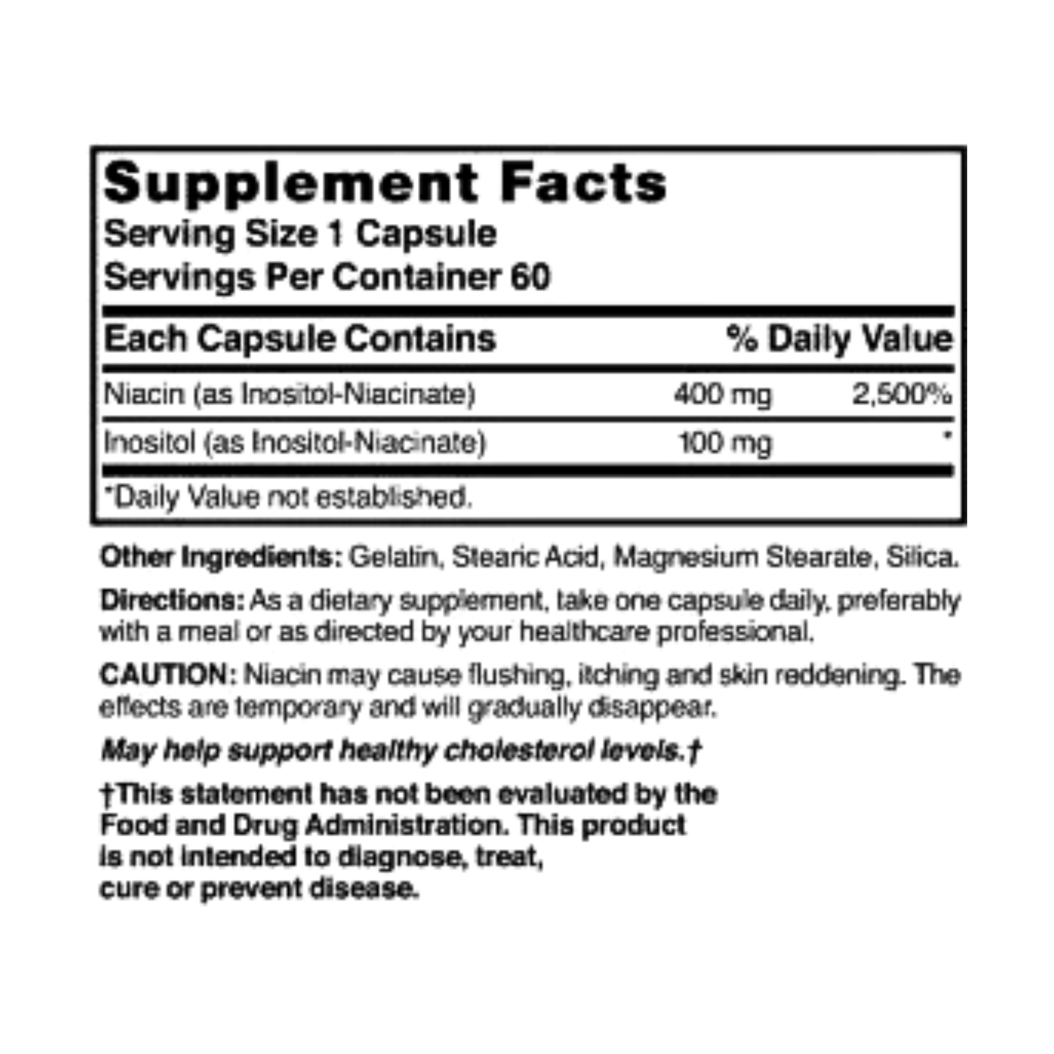 Nature's Blend, Niacin No Flush Capsules, 400 mg, Supports Energy & Cardiovascular Health, 60 Count