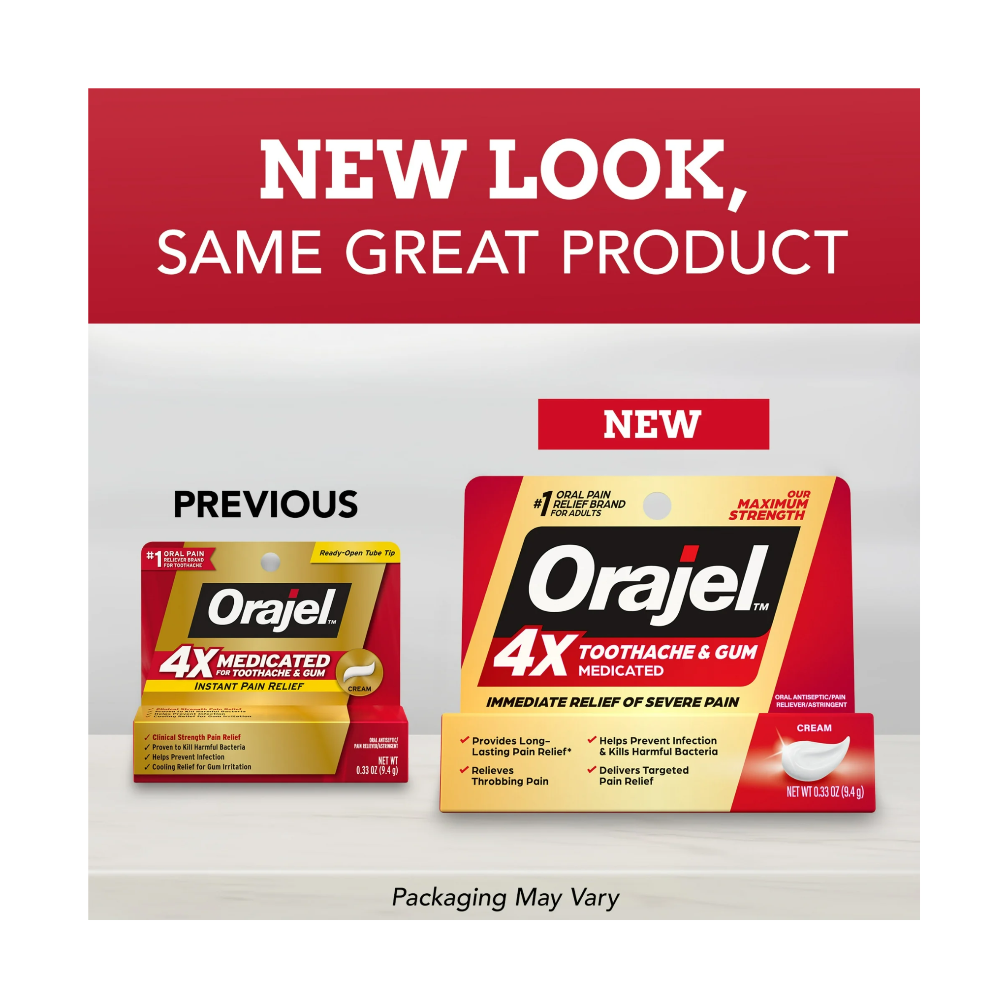 Orajel, 4X Severe Toothache & Gum Pain Relief Cream, Fast-Acting Formula, 0.33 oz