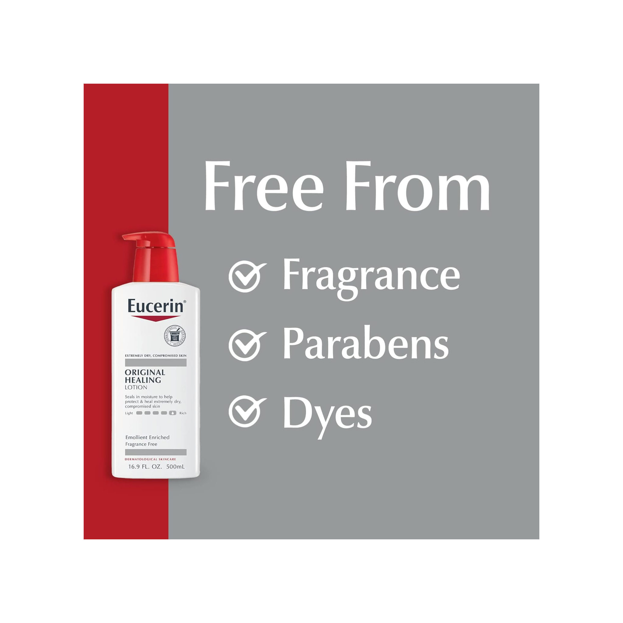 Eucerin, Original Healing Body Lotion, Rich and Soothing Moisture for Very Dry Skin, Fragrance-Free, 16.9 fl oz Bottle - Pharmaful