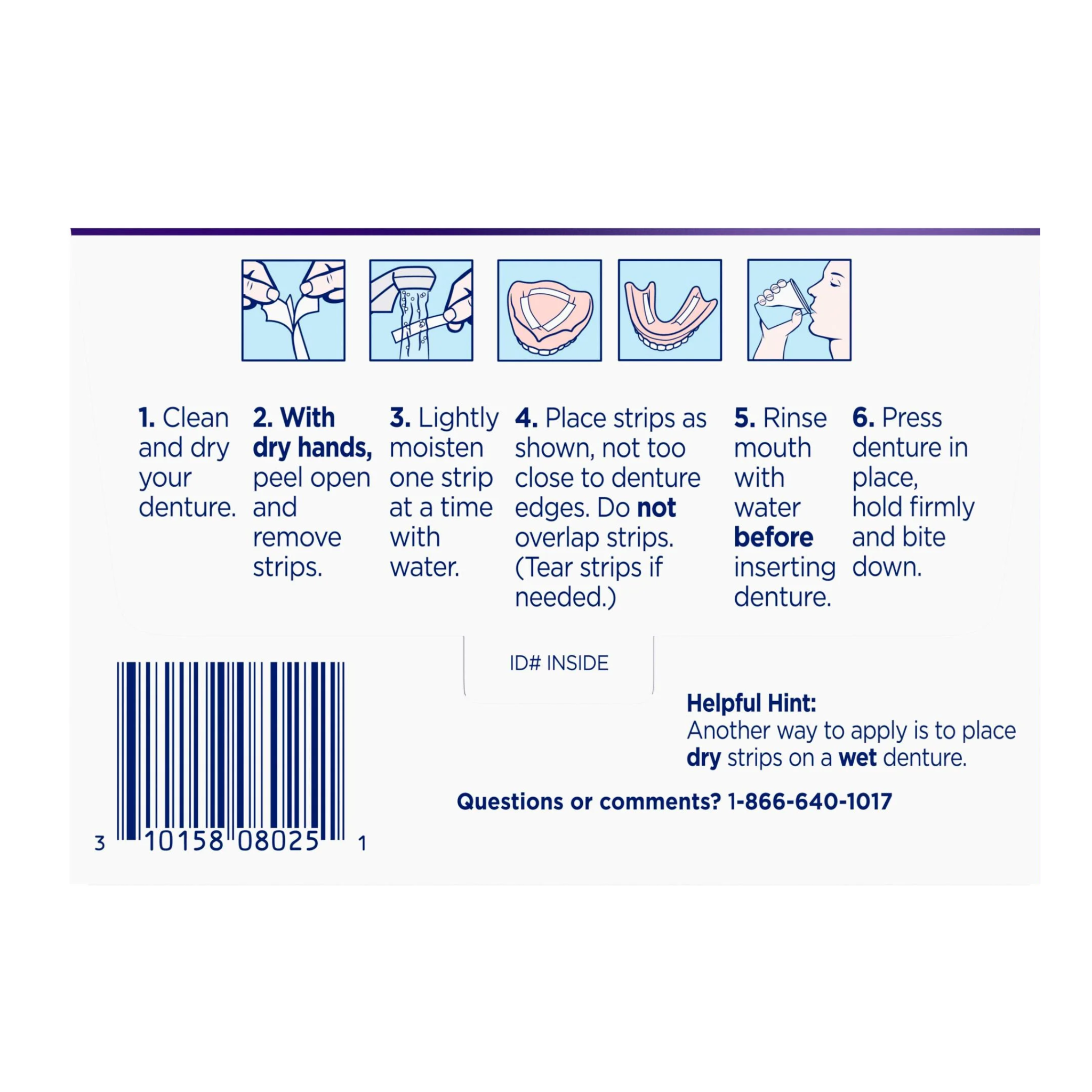 Super Poligrip, Comfort Seal Denture and Partials Adhesive Strips, Strong and Secure Fit for Adults, 40 Count