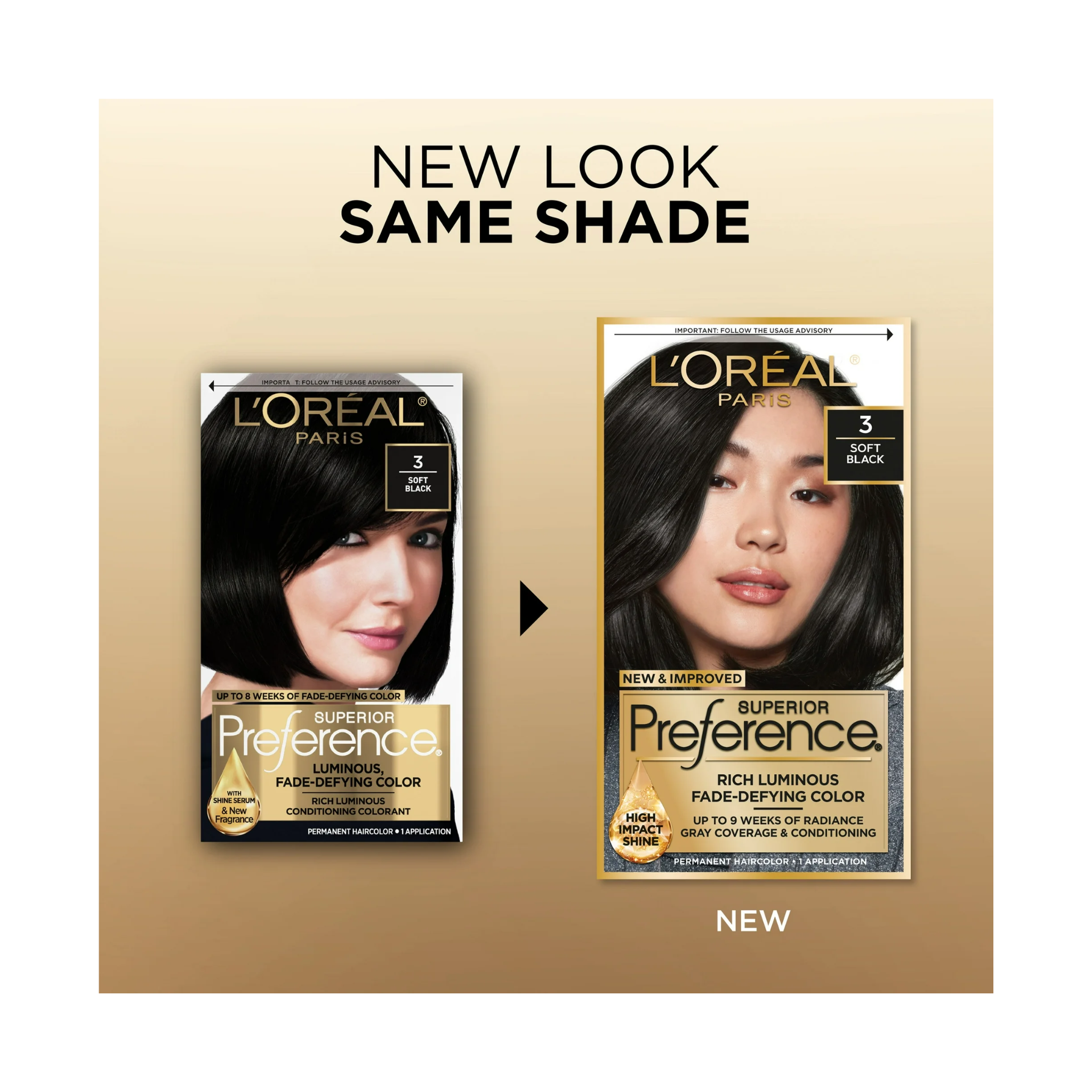 L'Oreal Paris, Superior Preference Permanent Hair Color, 3 Soft Black, Fade-Defying Shine, 1 Kit