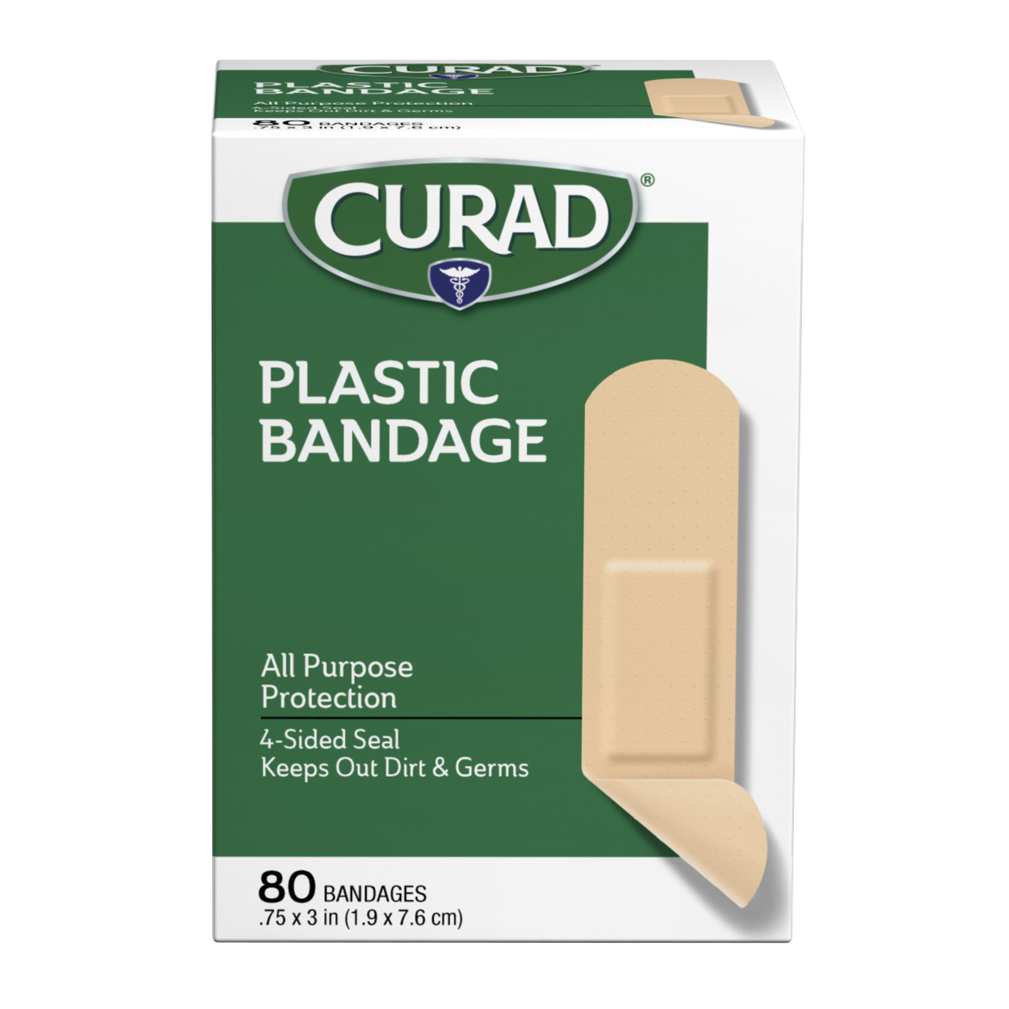 Curad, Plastic Strip Bandages, Flexible and Breathable Adhesive for Minor Cuts and Scrapes, 0.75″ x 3″, 80 Count