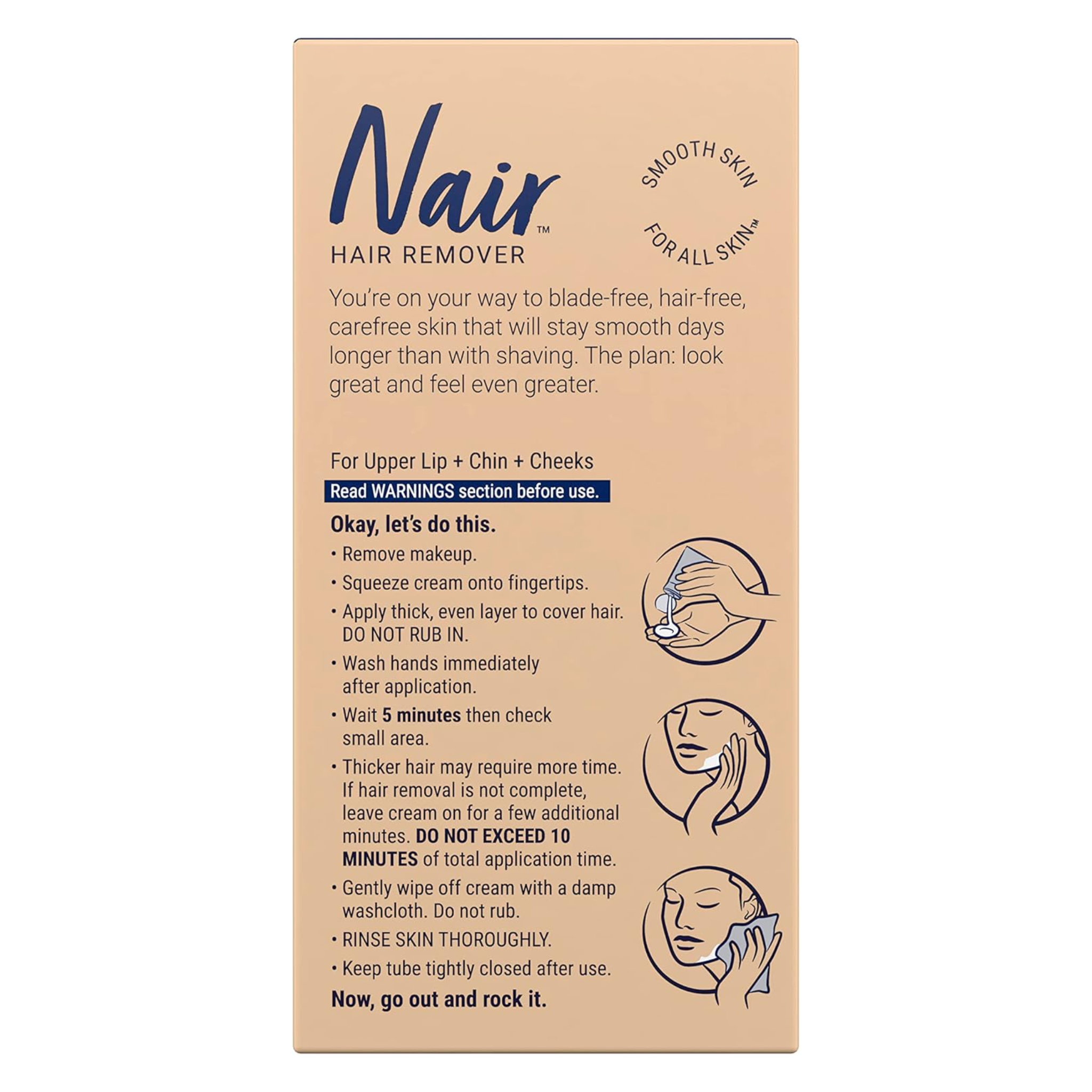 Nair, Hair Remover Moisturizing Face Cream with Gentle Formula, 2 oz