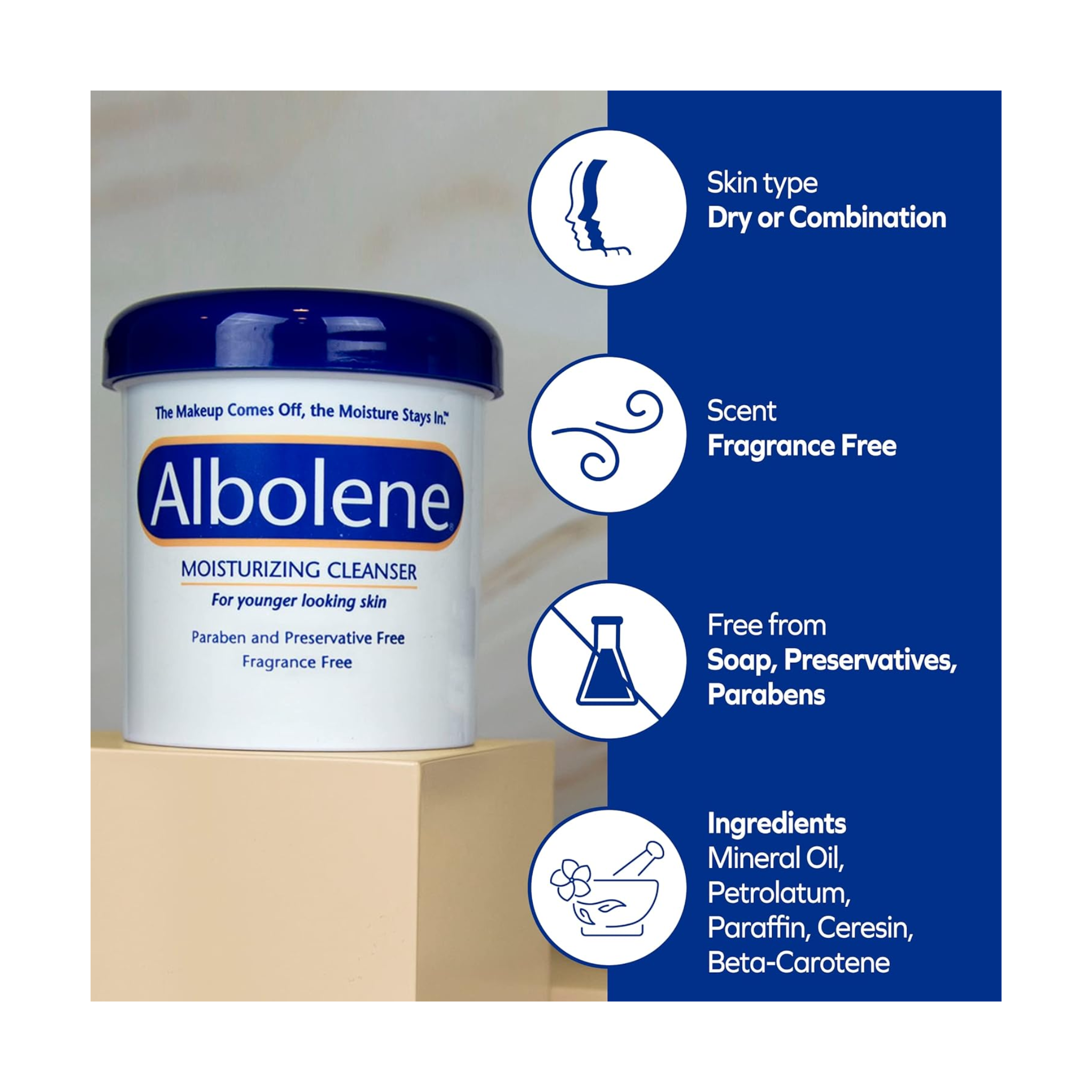 Albolene, Moisturizing Cleanser, Fragrance Free, Gentle Makeup Remover and Hydrating Formula, 12 oz