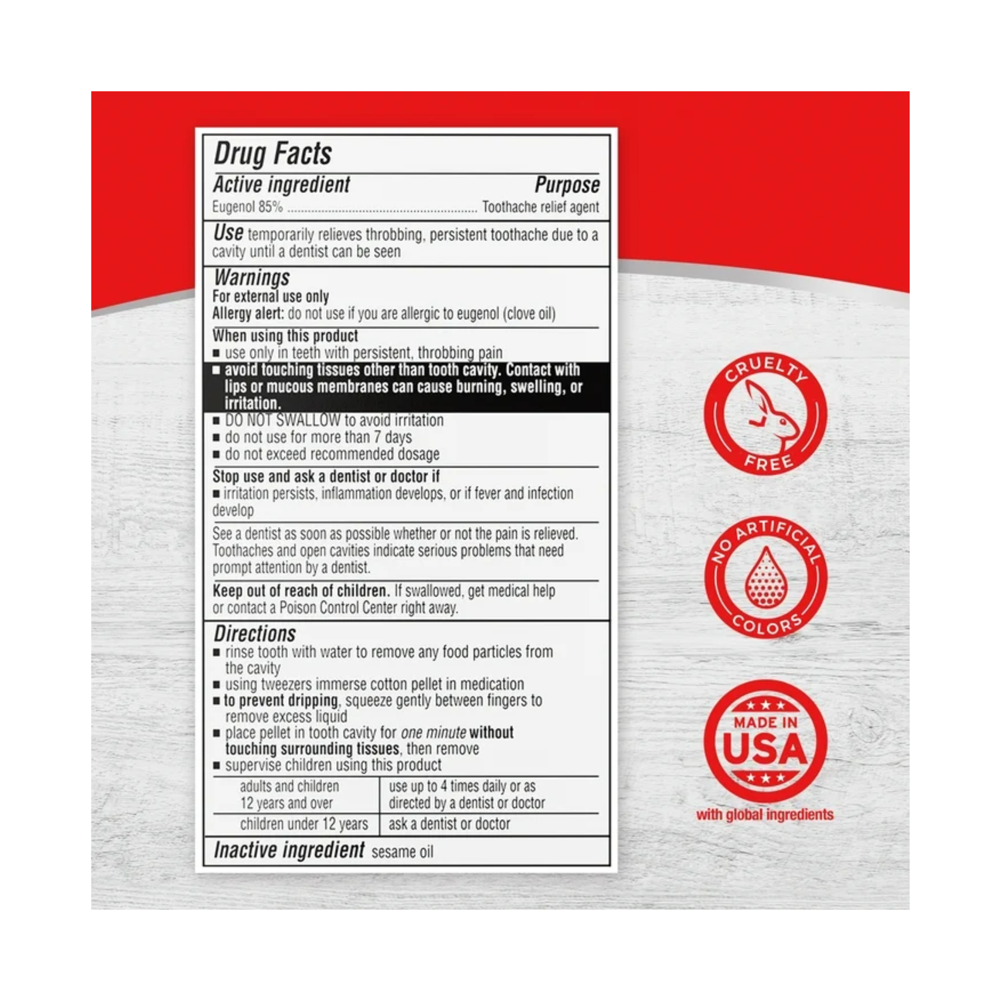 Red Cross, Toothache Medicine Kit, Instant Pain Relief for Throbbing Toothaches, 0.125 fl oz