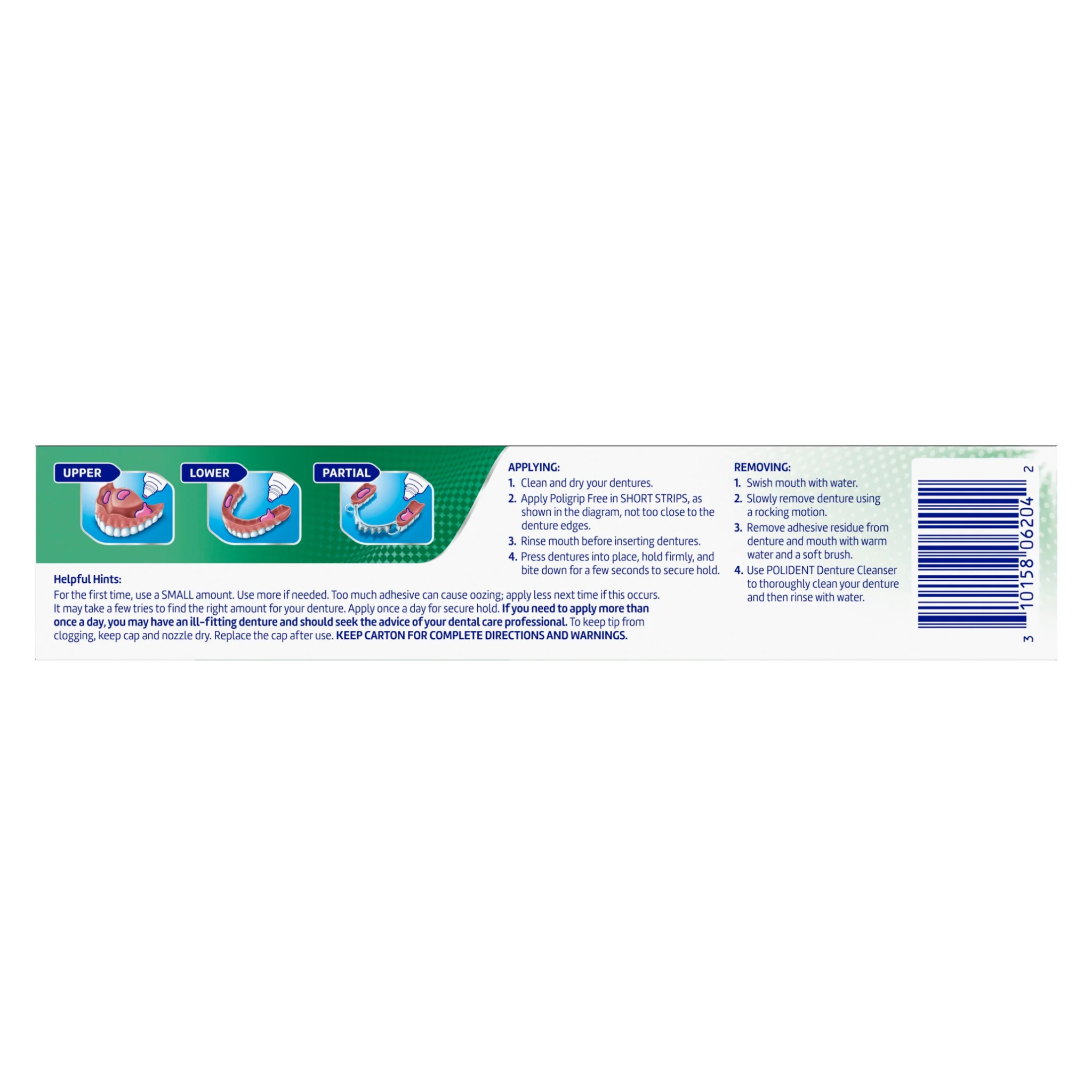 Super Poligrip, Additive-Free and Zinc-Free Denture Adhesive Cream for Partials and Full Dentures, 2.4 oz