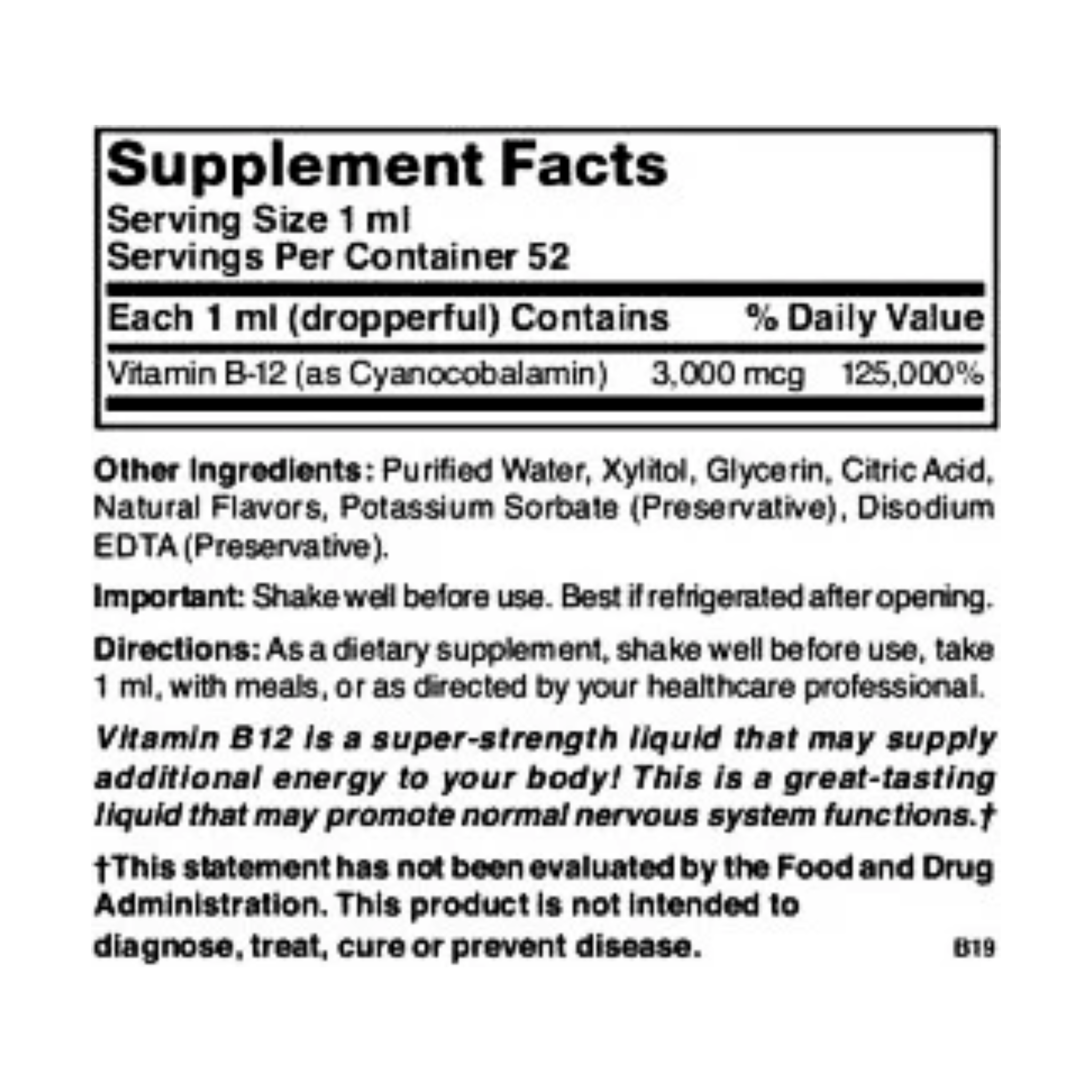 Nature’s Blend, Vitamin B12 Liquid, 3000 mcg Fast-Absorbing Energy and Nervous System Support, 1.75 oz - Pharmaful