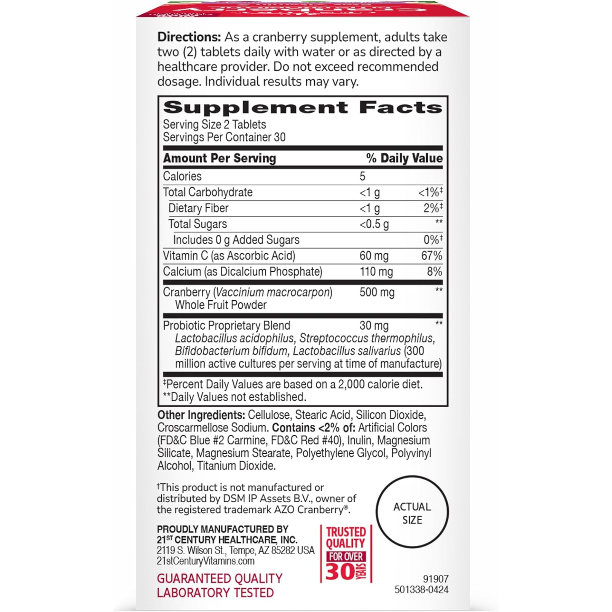 21st Century, Cranberry Plus Probiotic, Urinary Tract & Digestive Support, 60 Tablets