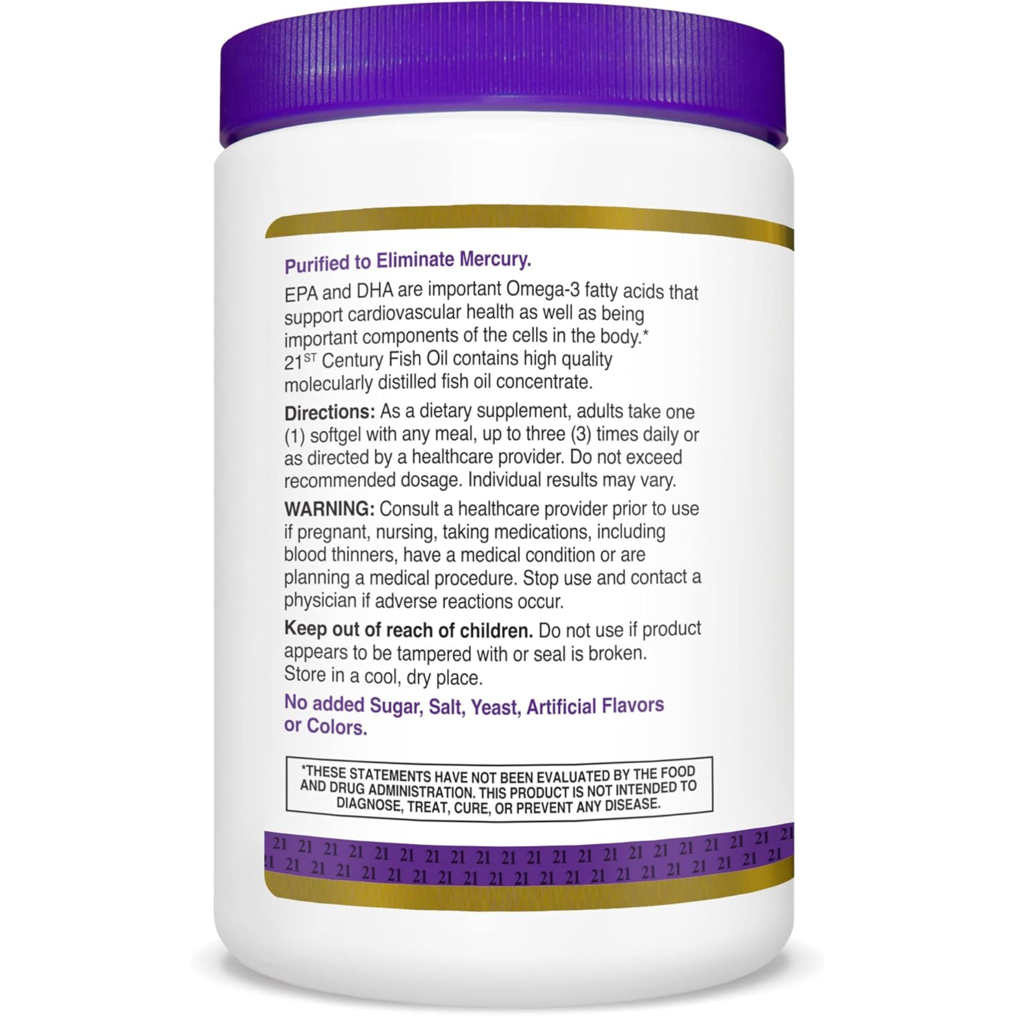 21st Century, Fish Oil 1000mg Softgels, Omega-3 Heart Health Support, 300 Count