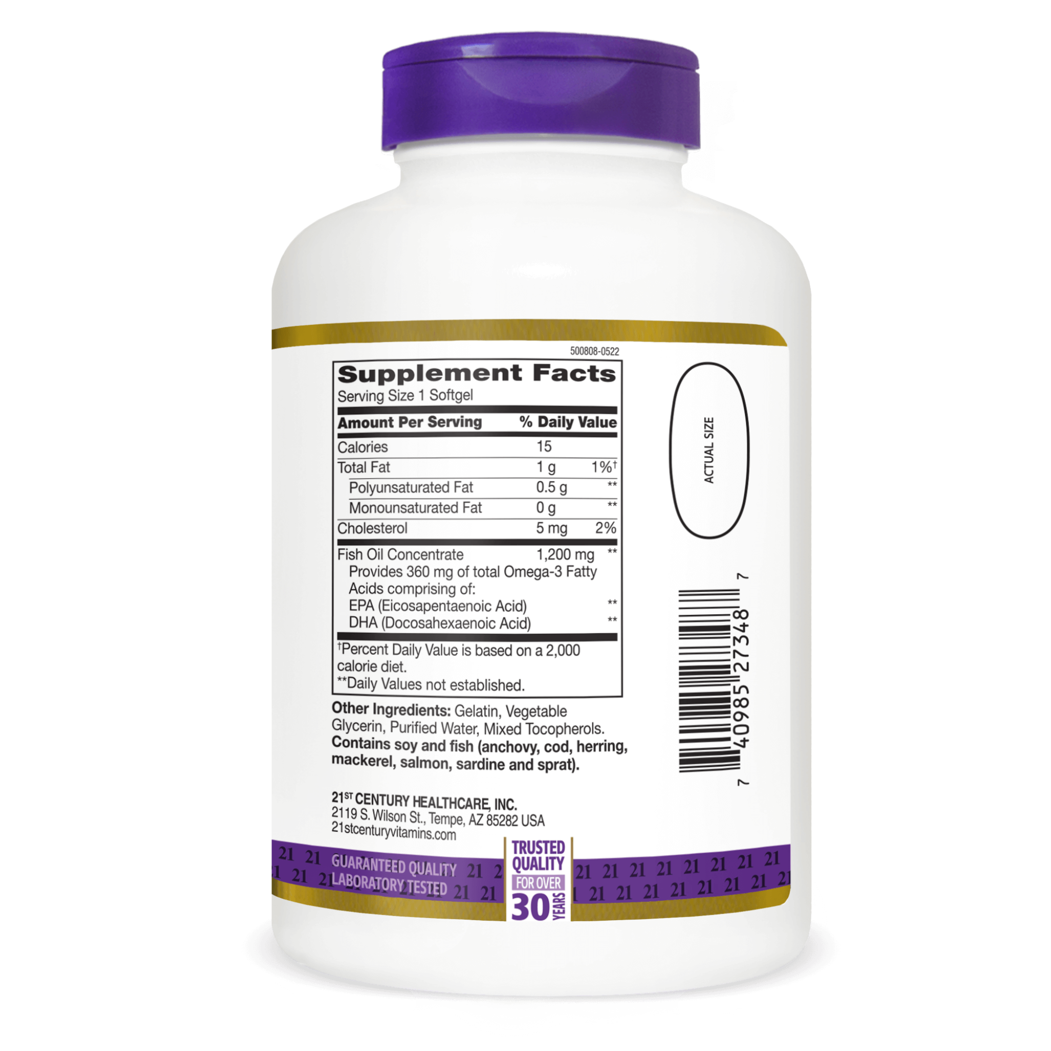 21st Century, Fish Oil 1200mg, Omega-3 Heart Health Support Softgels, 140 Count