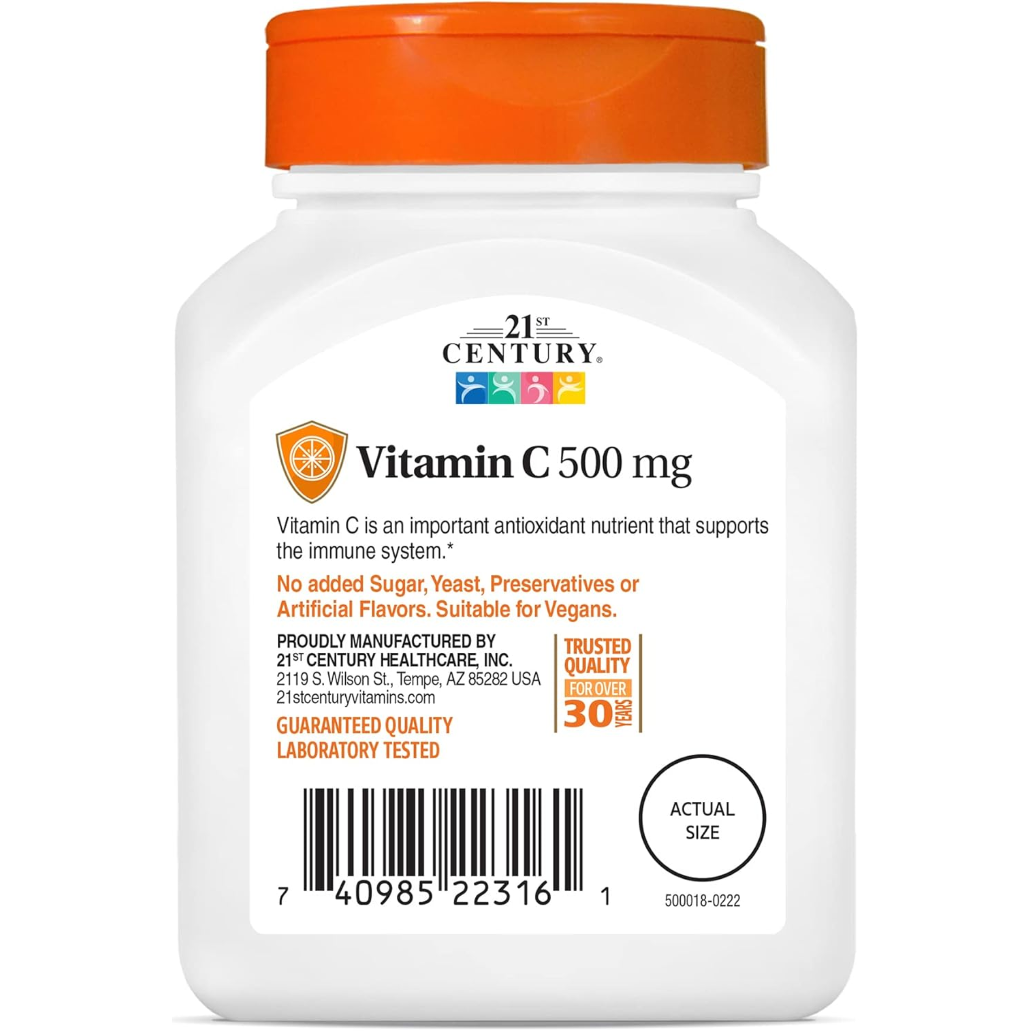 21st Century, Vitamin C 500 mg Tablets, Supports Immune System and Antioxidant Health, 110 Count