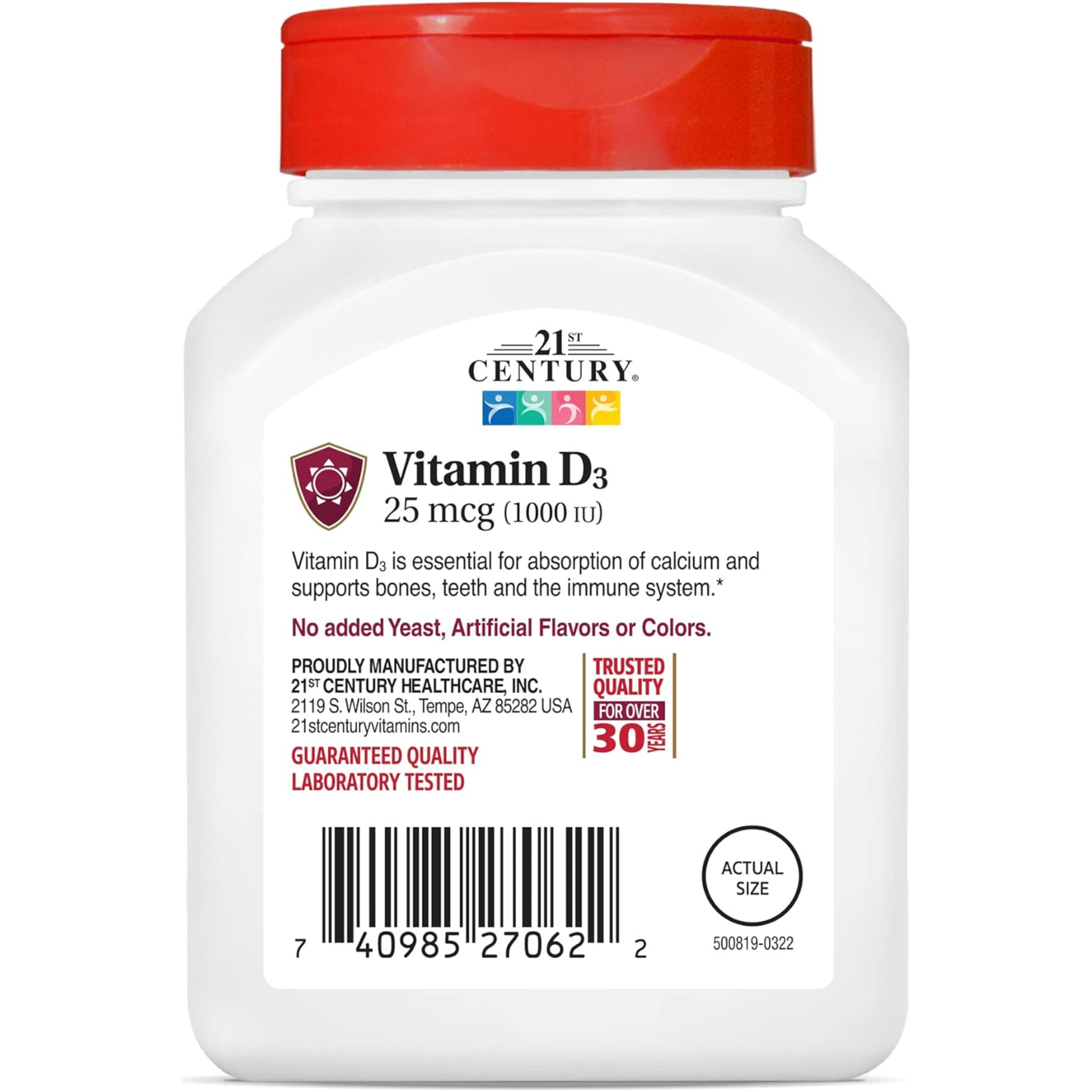 21st Century, Vitamin D 1000 IU, Supports Immune and Bone Health, 110 Tablets