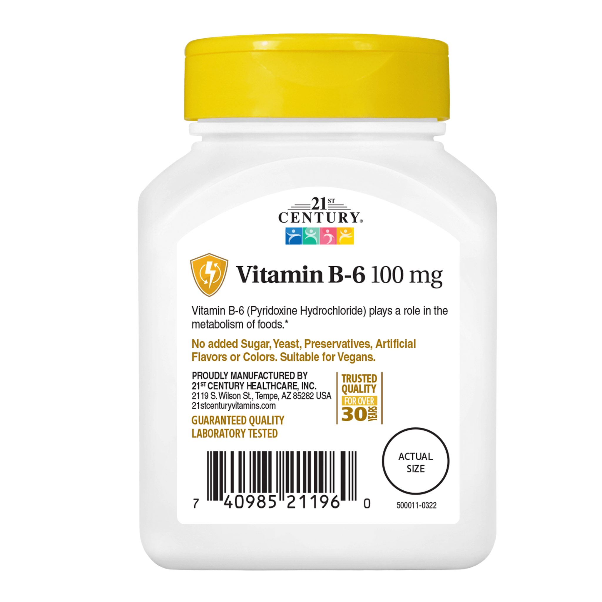 21st Century, Vitamin B-6 100 mg, Energy & Nervous System Support, 110 Tablets - Pharmaful