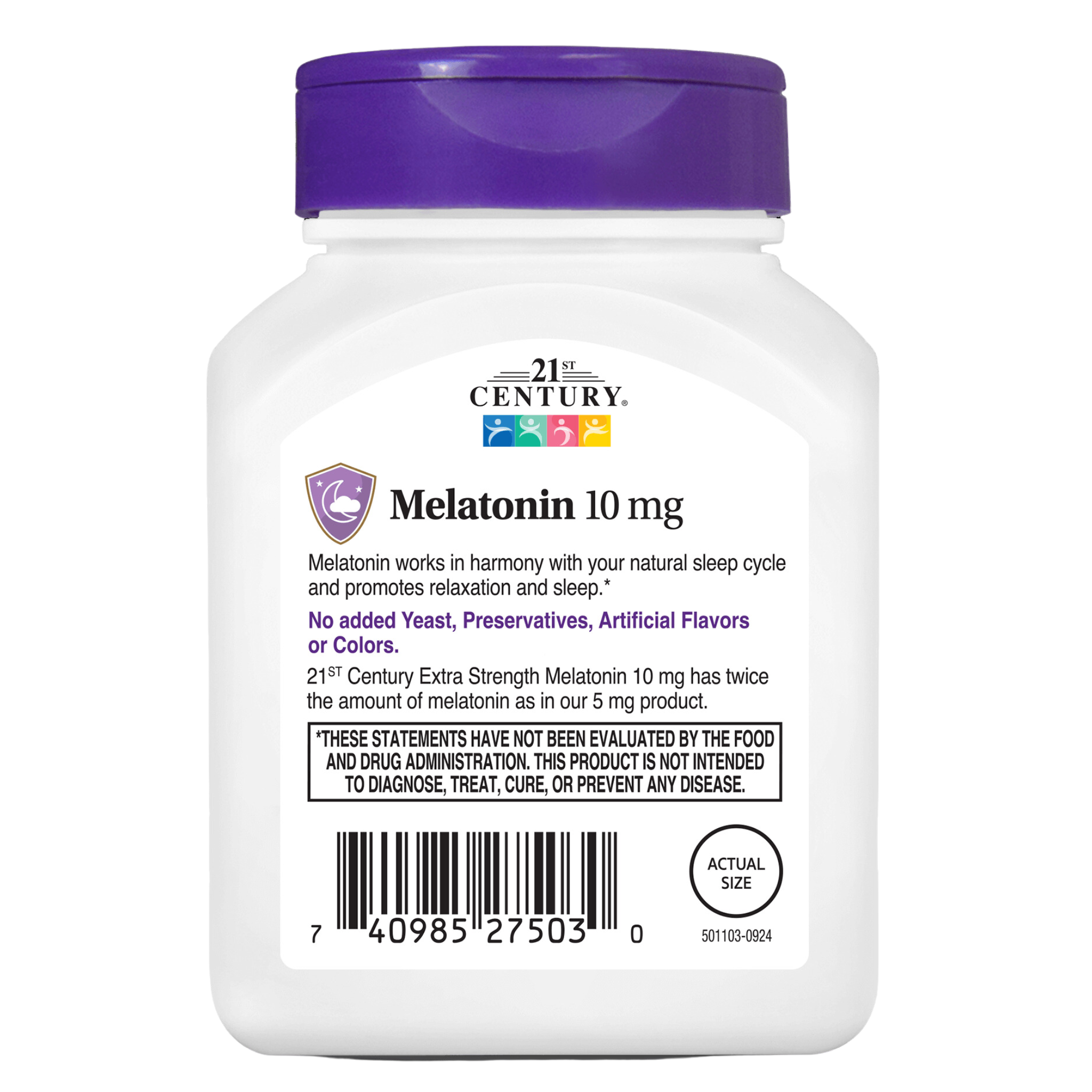 21st Century, Extra Strength Melatonin Tablets, 10mg Sleep Support, Cherry Flavor, 120 Count