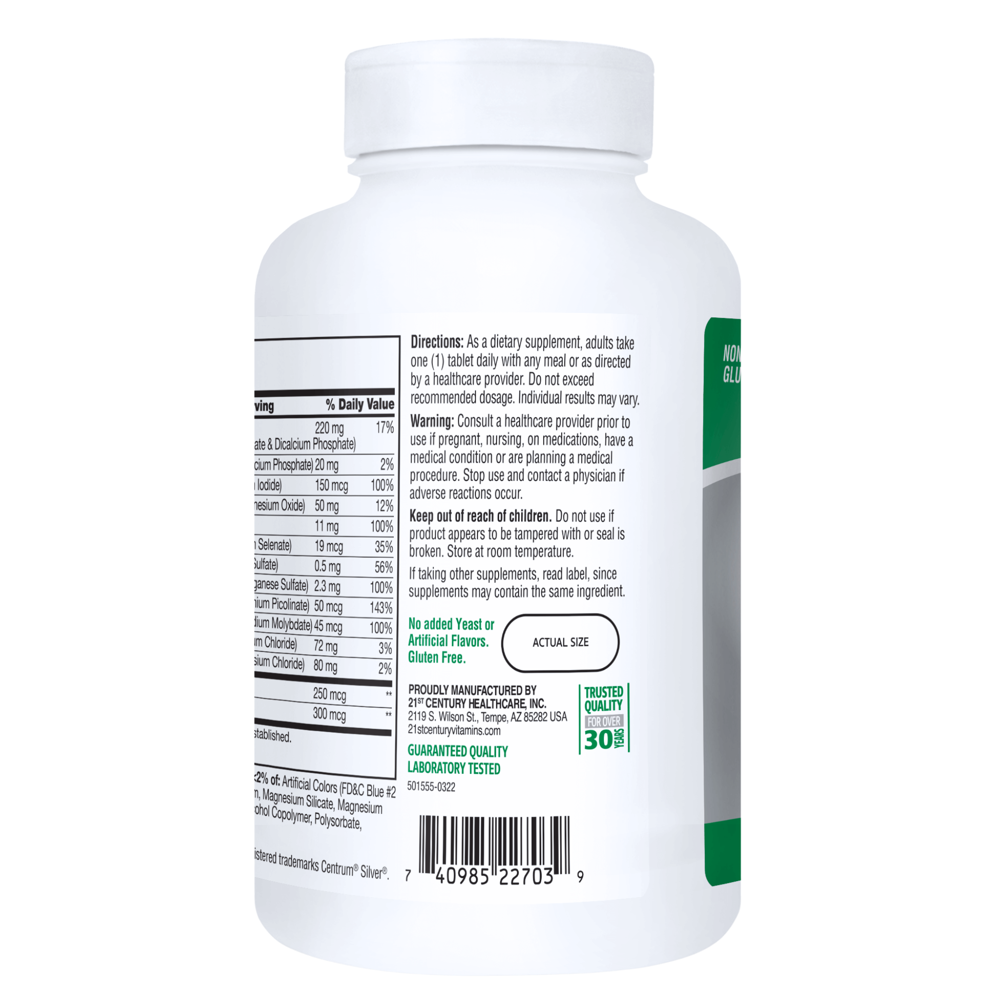 21st Century, Sentry Senior Multivitamin & Mineral Tablets, Daily Health Support for Adults 50+, 265 Ct