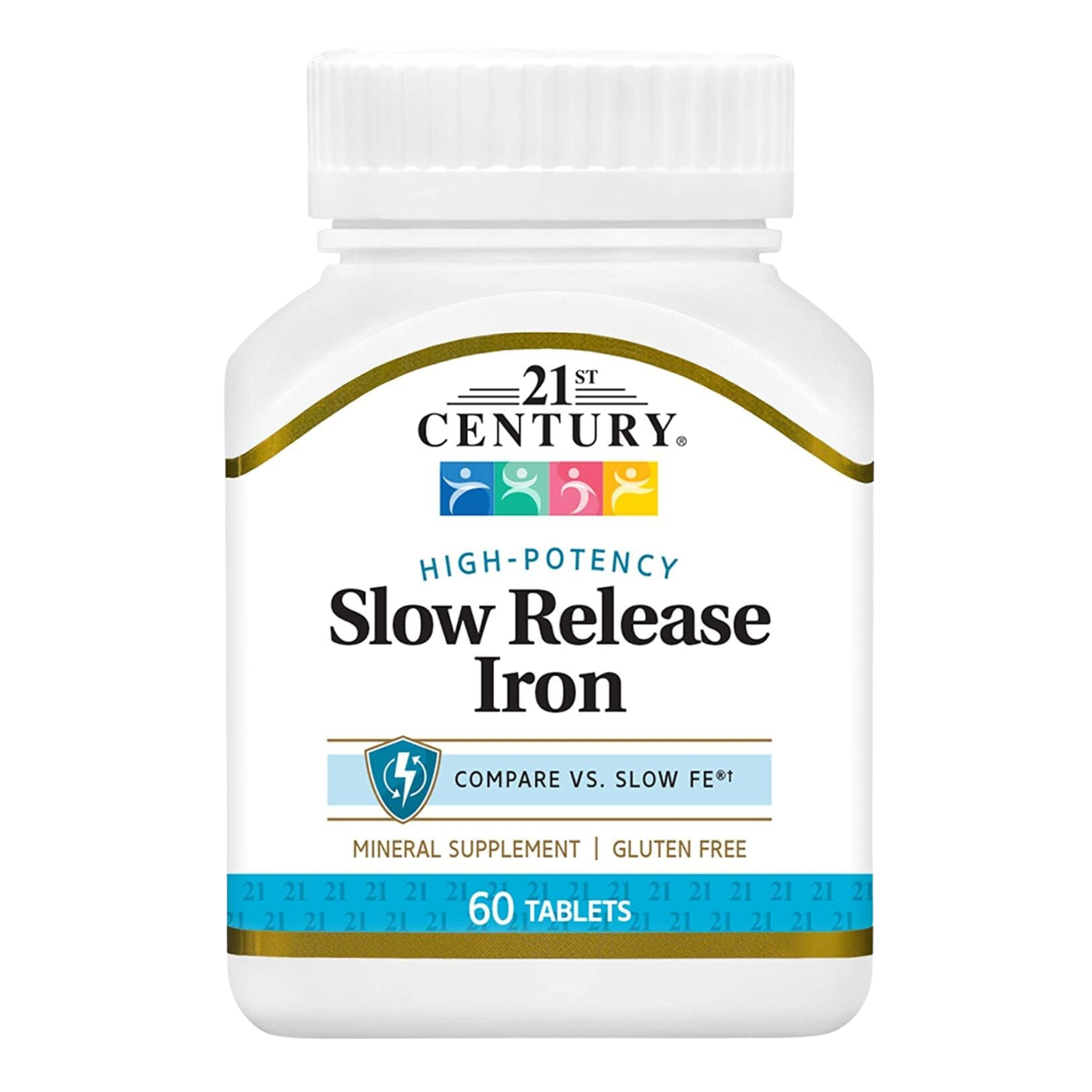 21st Century, Slow Release Iron 45 mg, Gentle Iron Supplement for Sustained Energy & Red Blood Cell Support, 60 Tablets