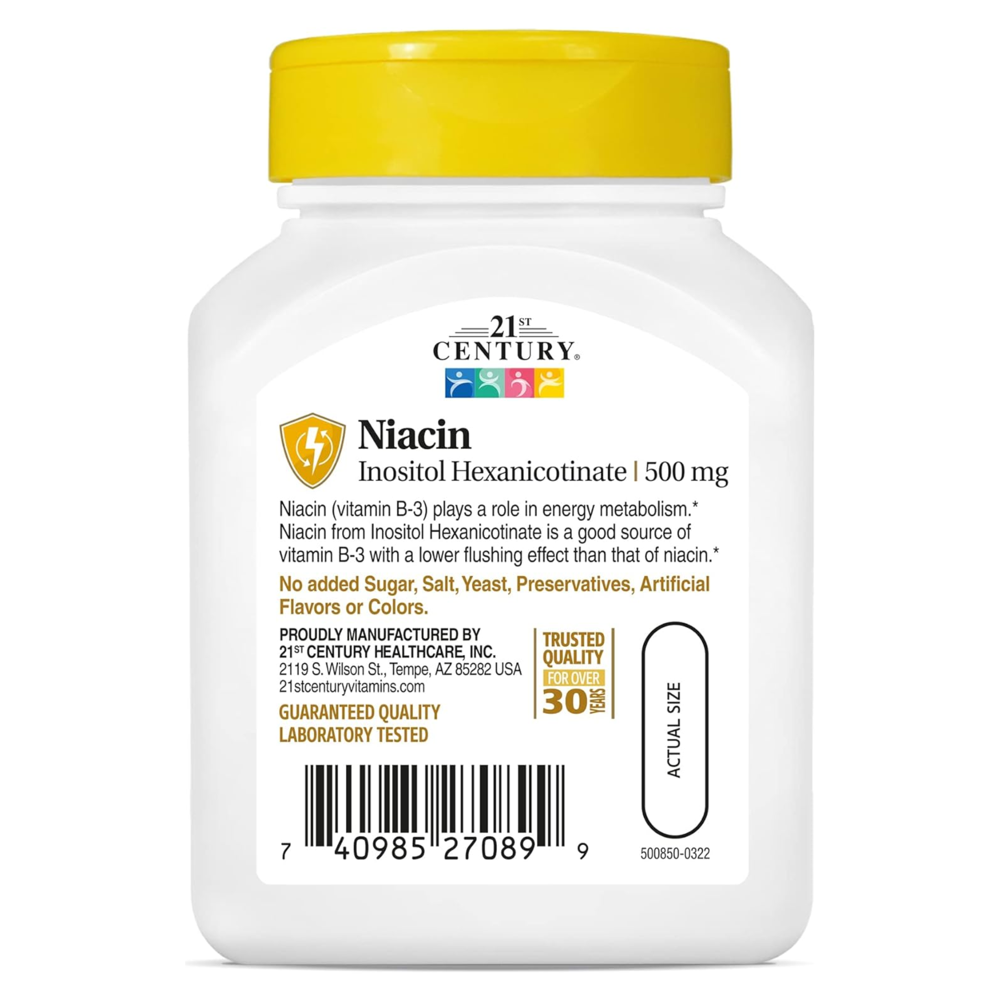 21st Century, Niacin 500 mg, Flush Free, Supports Energy & Metabolism, 110 Capsules - Pharmaful
