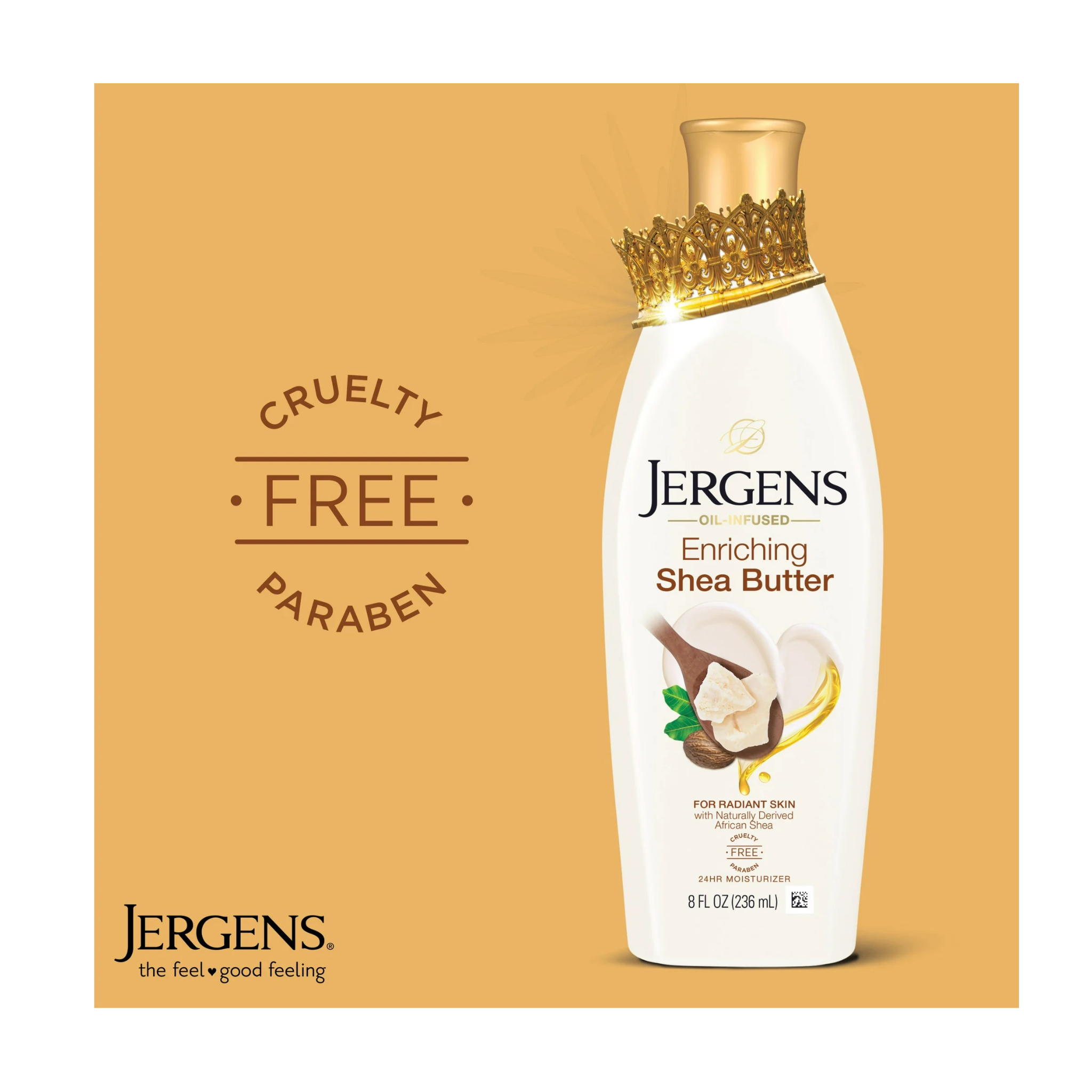 Jergens, Shea Butter Hand & Body Lotion, Dry Skin Moisturizer, Dermatologist Tested, 8 oz Bottle - Pharmaful
