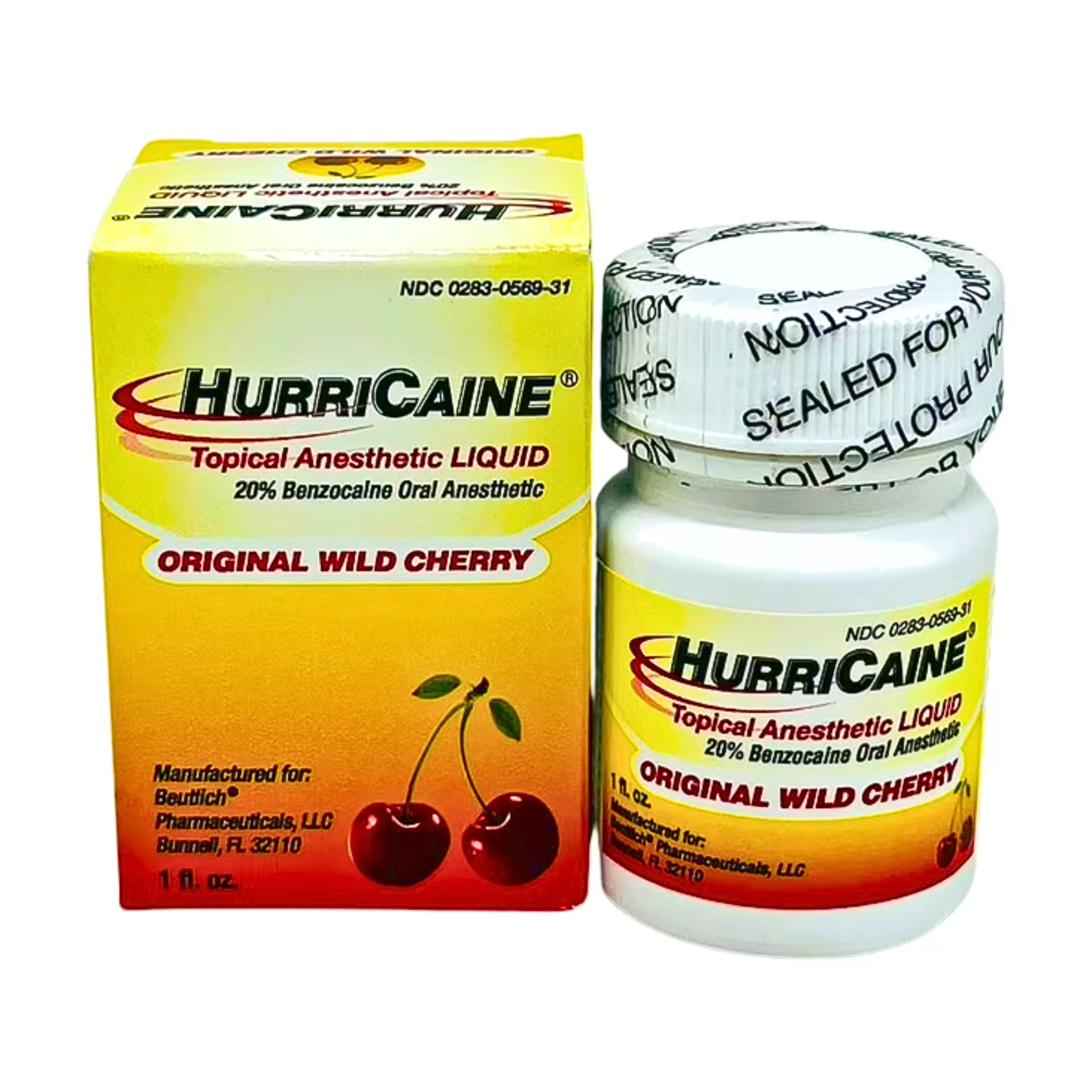 Beutlich, Hurricaine Topical Anesthetic Liquid, Fast-Acting Pain Relief with Wild Cherry Flavor, 1 oz