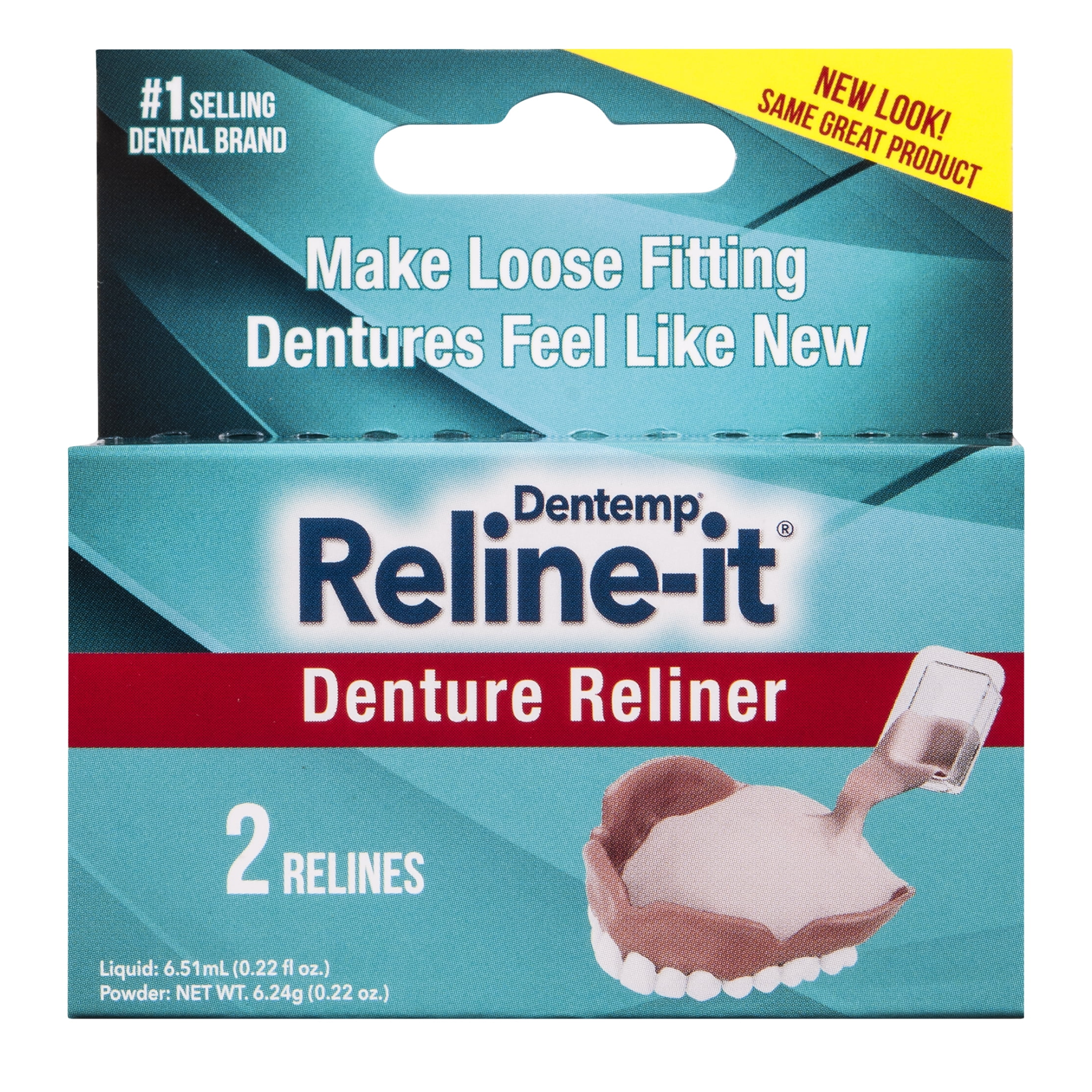 Dentemp, Denture Reline Kit, Refits and Tightens Upper & Lower Dentures for Comfort and Secure Fit, 2 Relines