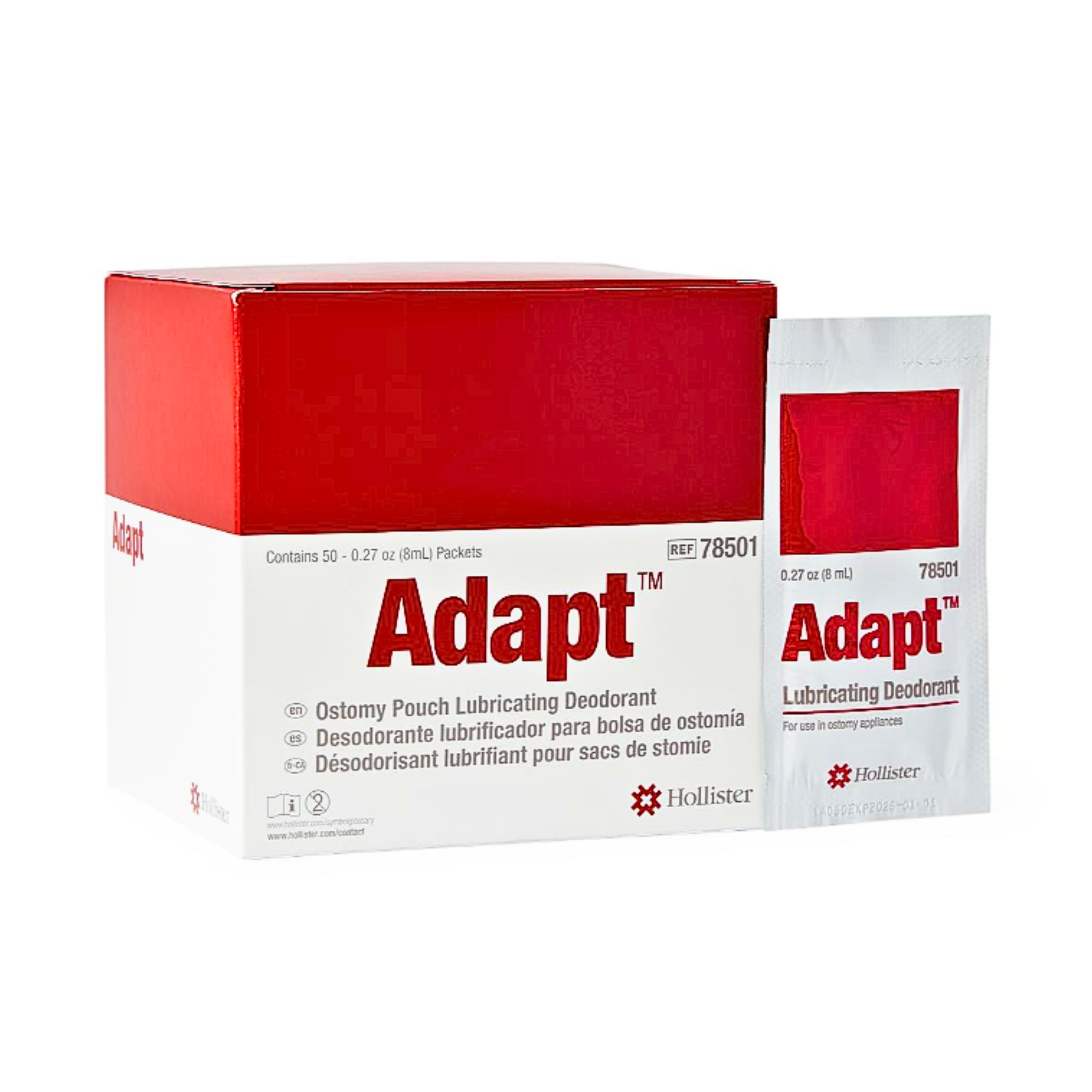 Adapt™, Lubricating Deodorant, Neutralizes Odor and Eases Drainage Flow for Ostomy Pouches, 8ml Packets, 50 Count