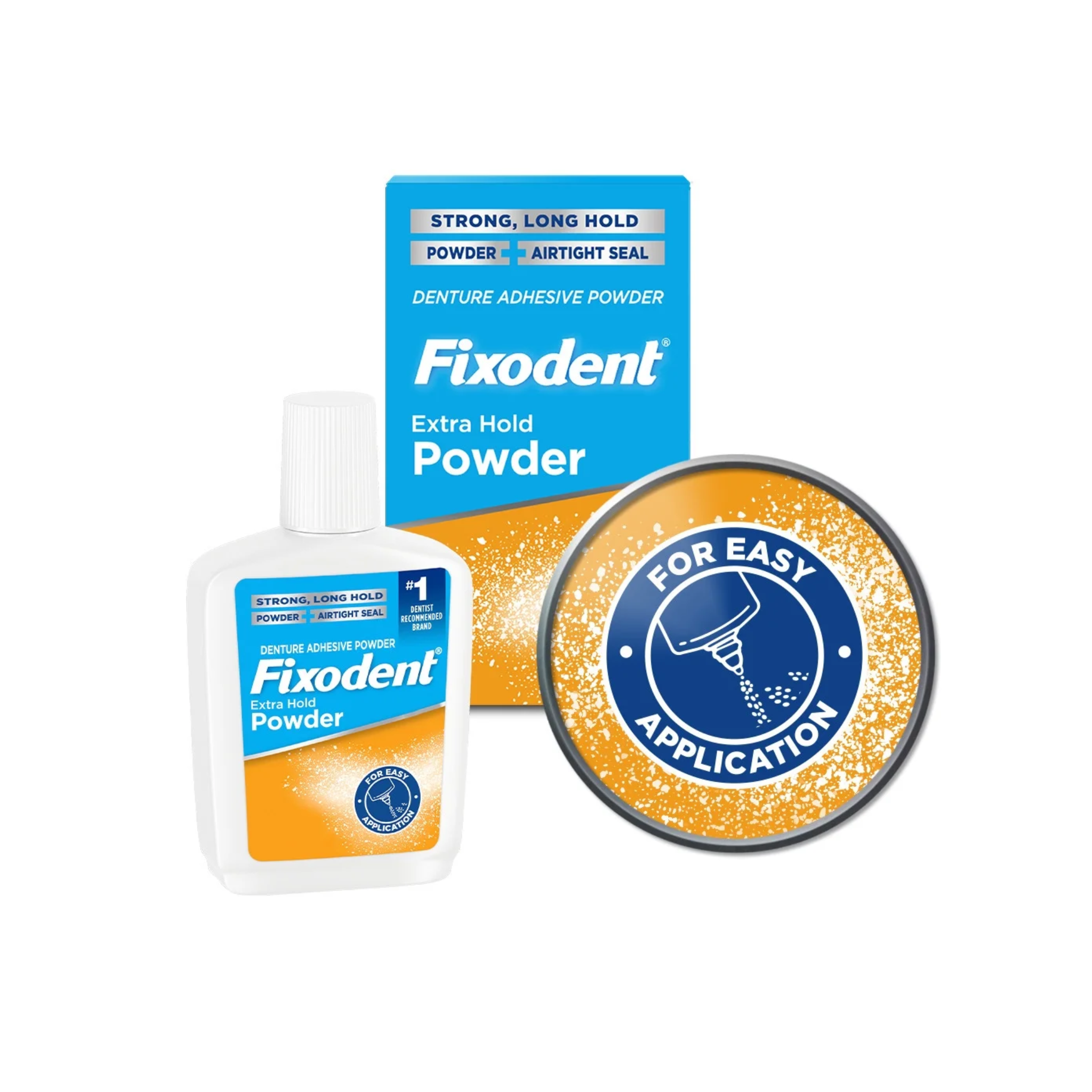 Fixodent, Extra Hold Denture Adhesive Powder, Long-Lasting Secure Fit, 2.7 oz