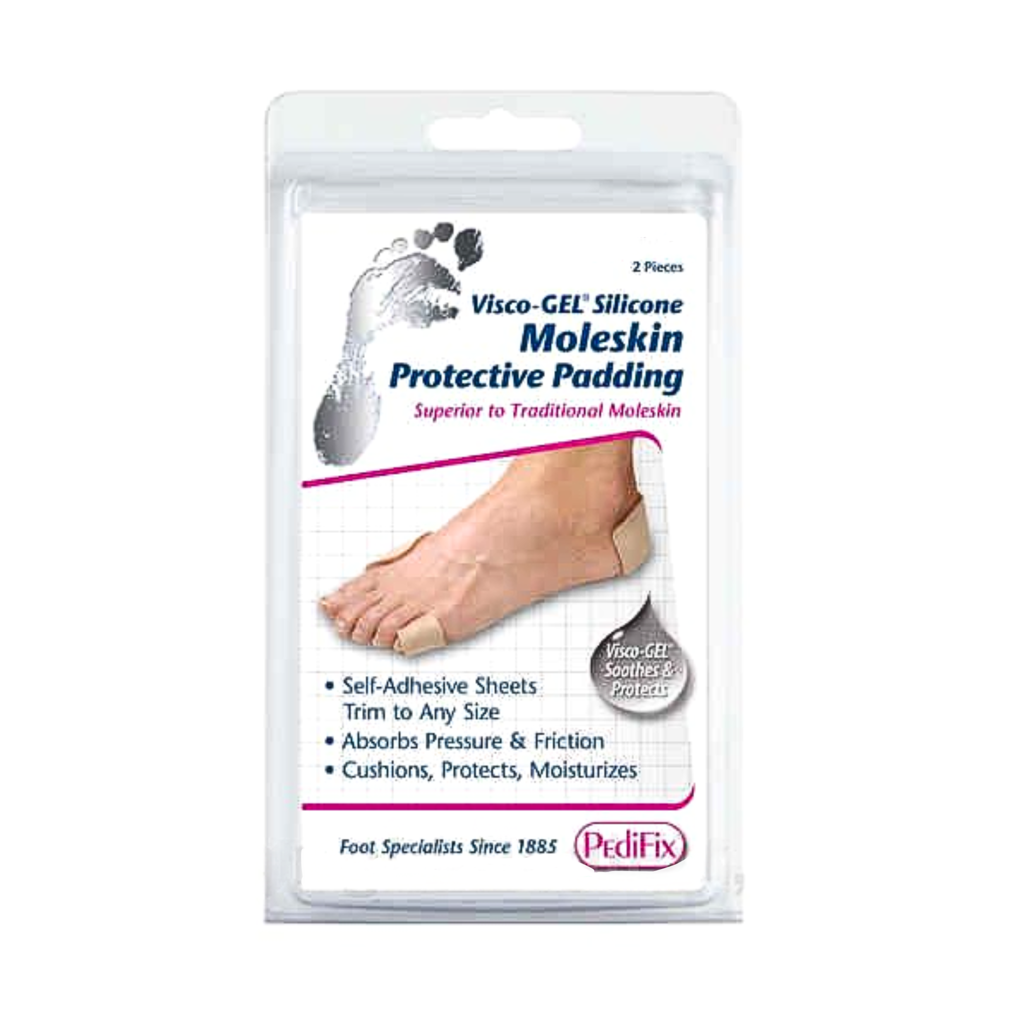 PediFix, Visco-GEL Moleskin Protective Padding, Soft Cushioning for Pressure Relief, 2 Count - Pharmaful