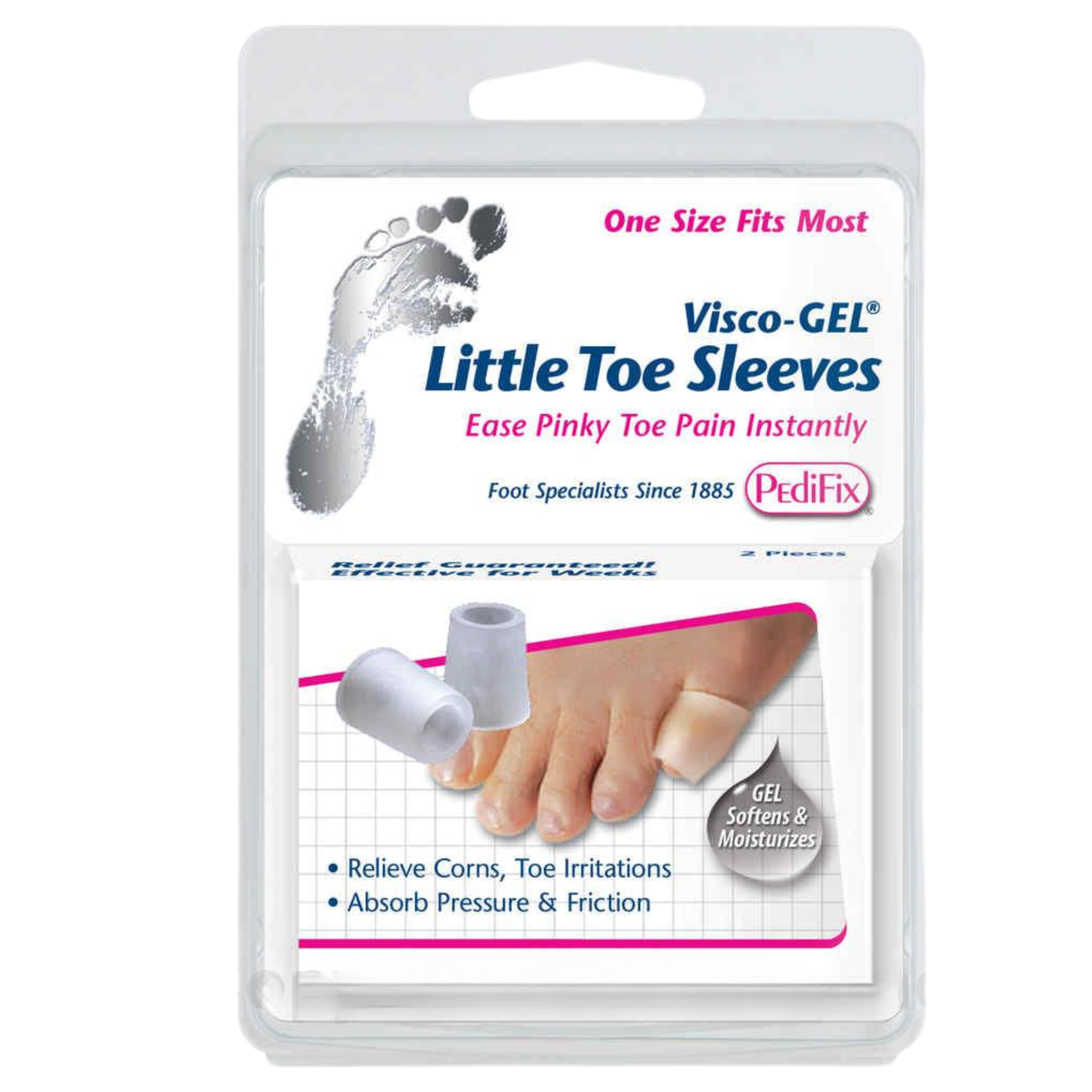 PediFix, Visco-GEL Little Toe Sleeve, Cushioned Protection for Comfort and Relief, 2 Per Pack