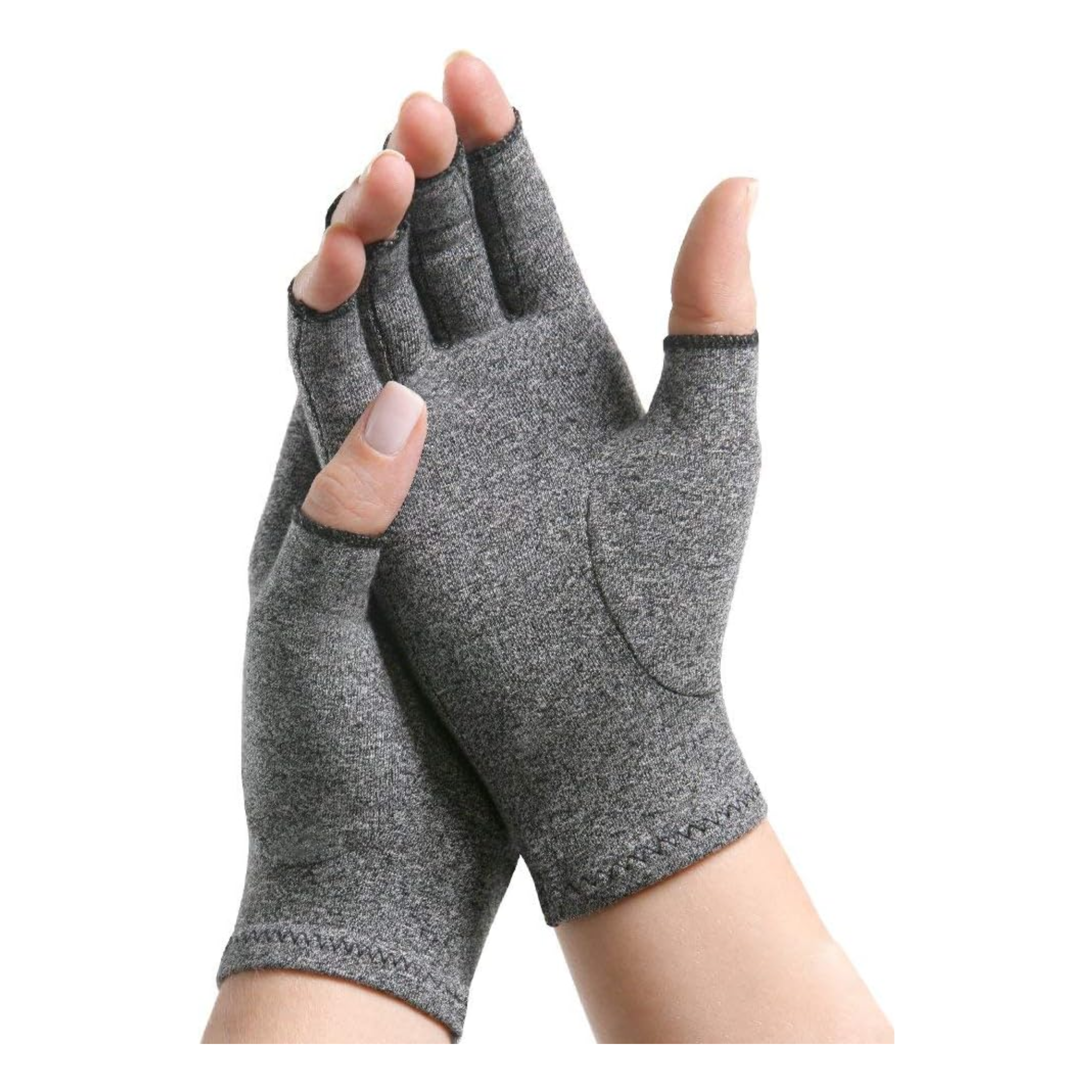 IMAK, Compression Arthritis Gloves, Breathable and Comfortable Hand Support with Open Fingertips, Gray, Medium, 1 Pair
