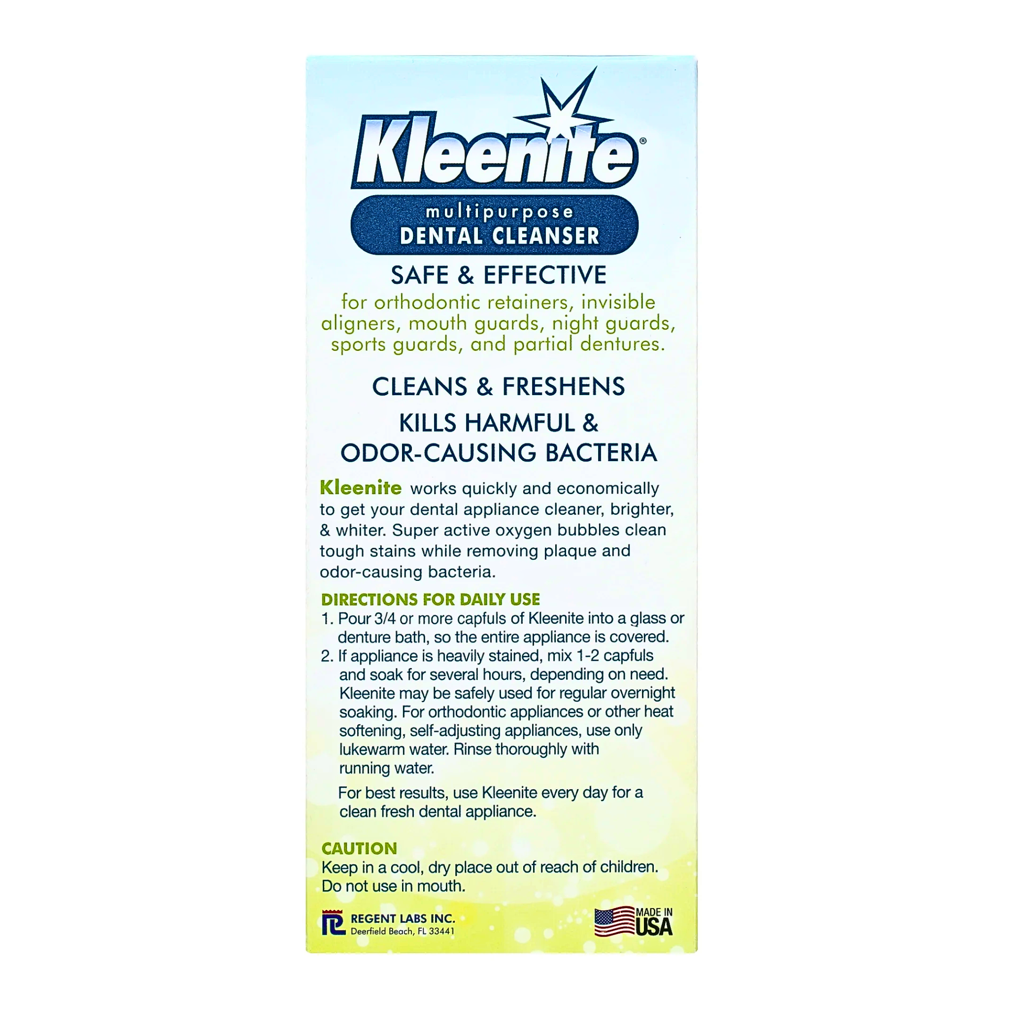 Kleenite, Dental Appliance Cleaner, Removes Stains and Odors, Safe for Retainers and Dentures, 8 oz - Pharmaful