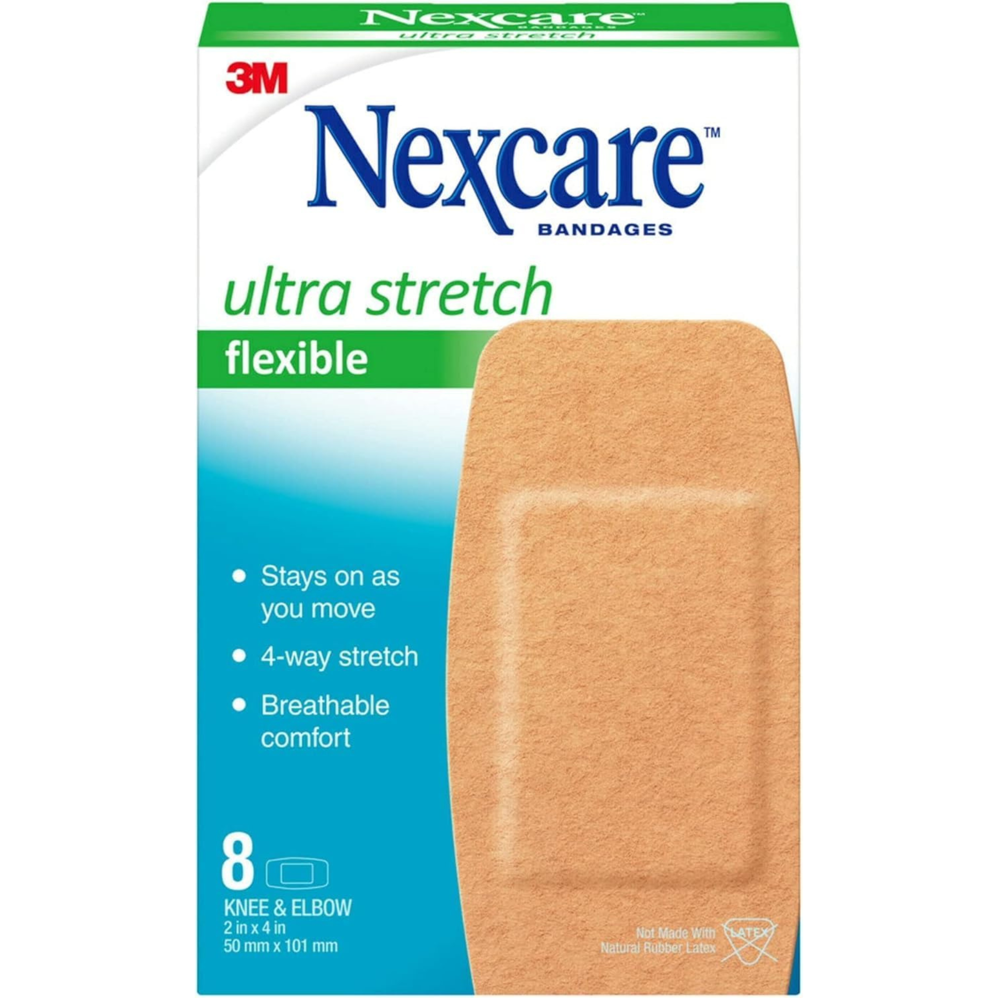 3M Nexcare Knee Comfort Bandage - 1.88" x 4" - Tan - 8 ct