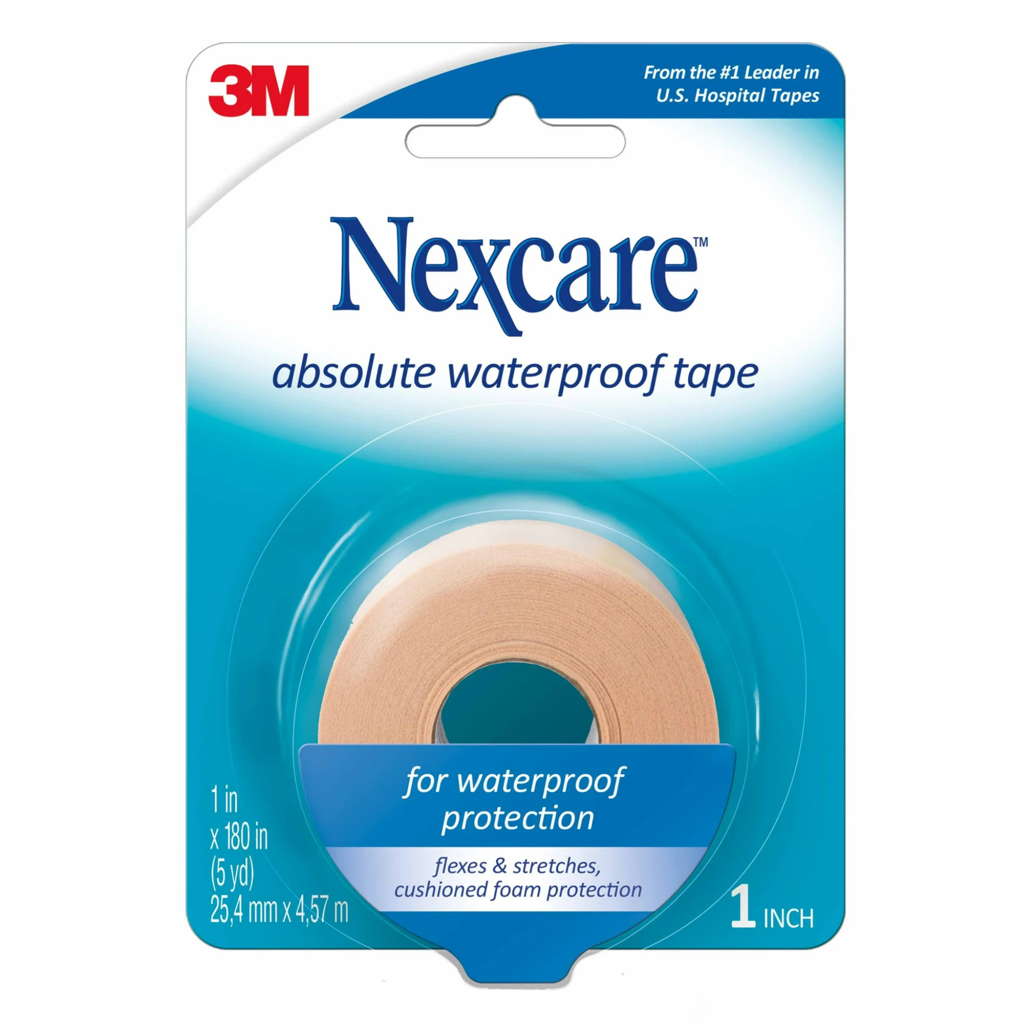 3M Nexcare, Foam Medical Tape, Soft and Comfortable Adhesion for Wound Care, 1 Inch x 5 Yard, Tan