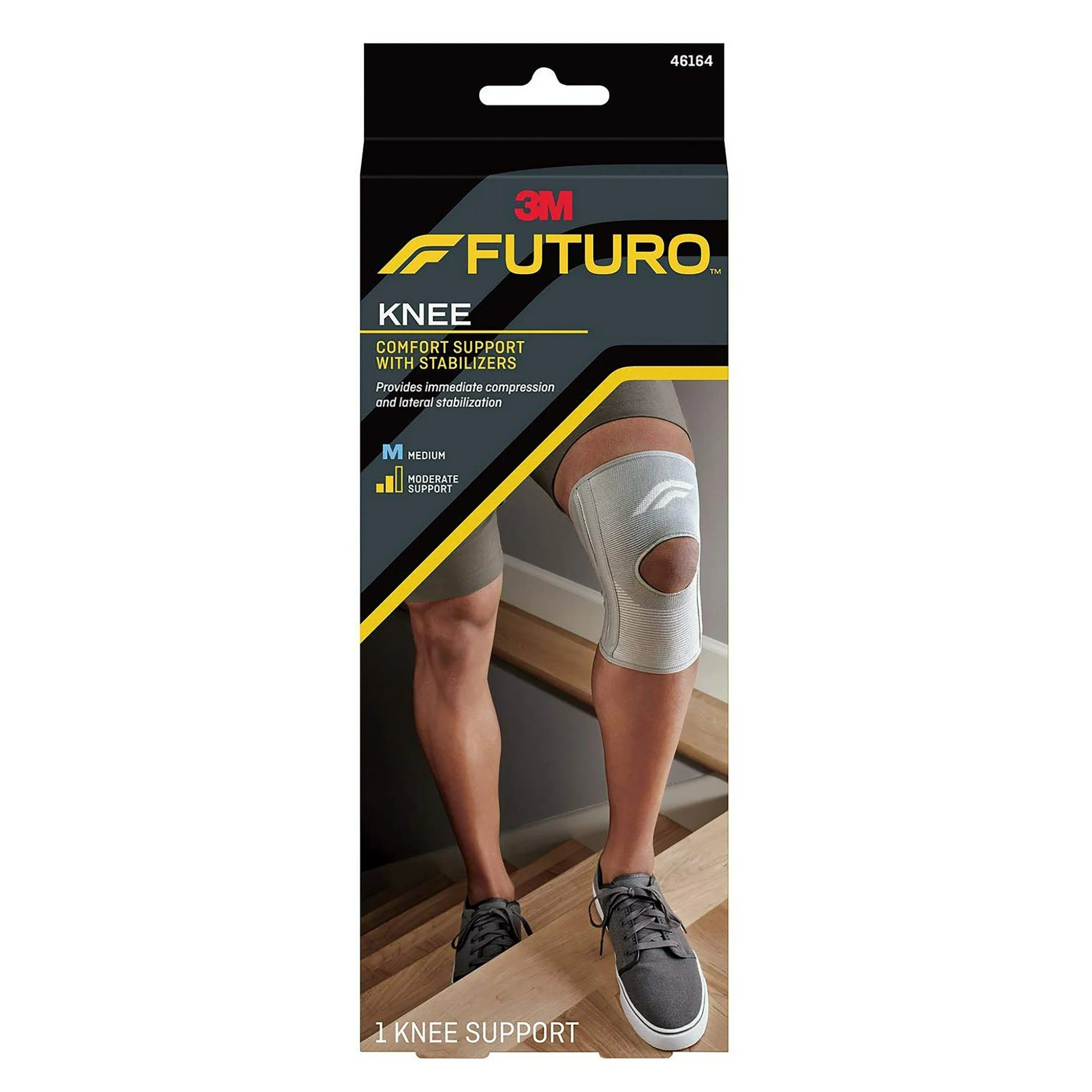3M, Futuro Stabilizing Knee Support, Adjustable Compression for Enhanced Stability, Medium, 1 ea