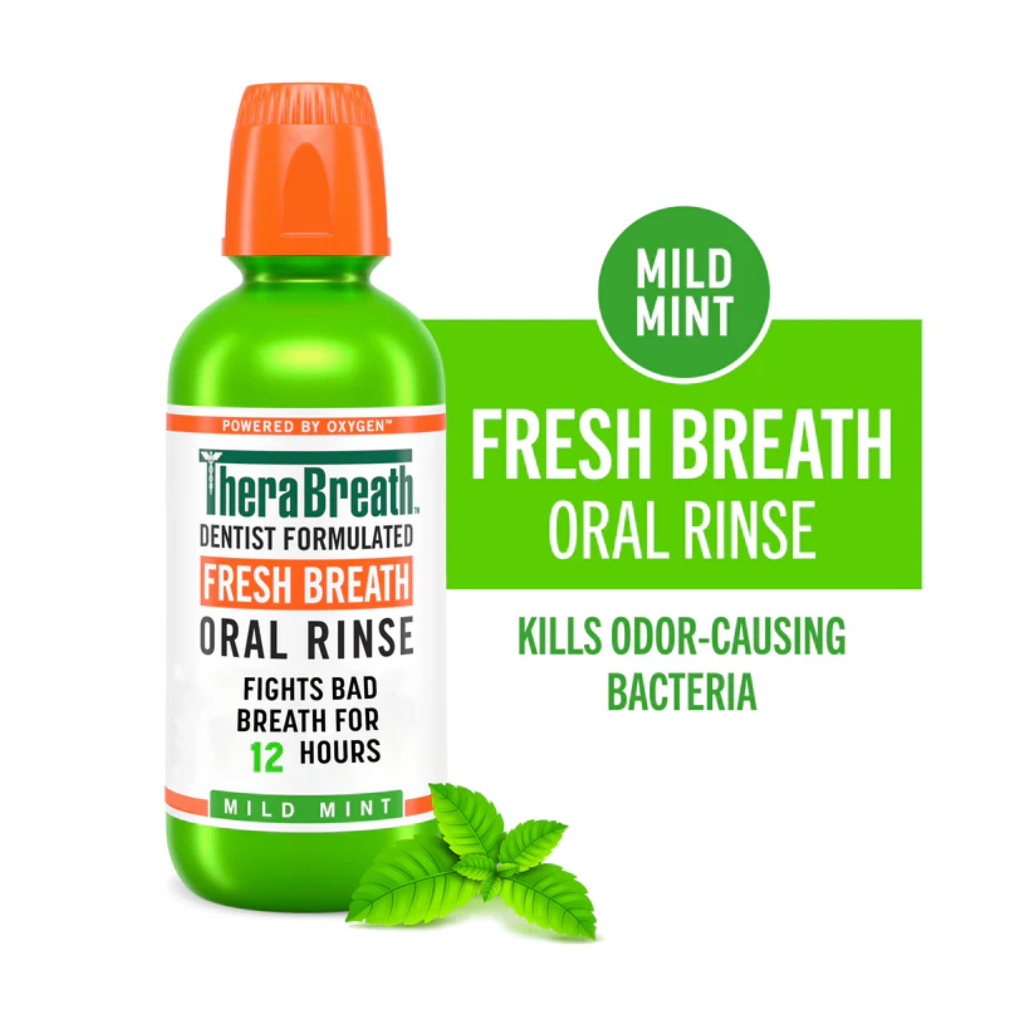 TheraBreath, Fresh Breath Mouthwash, Mild Mint Flavor, Alcohol-Free for Adults, 16 fl oz