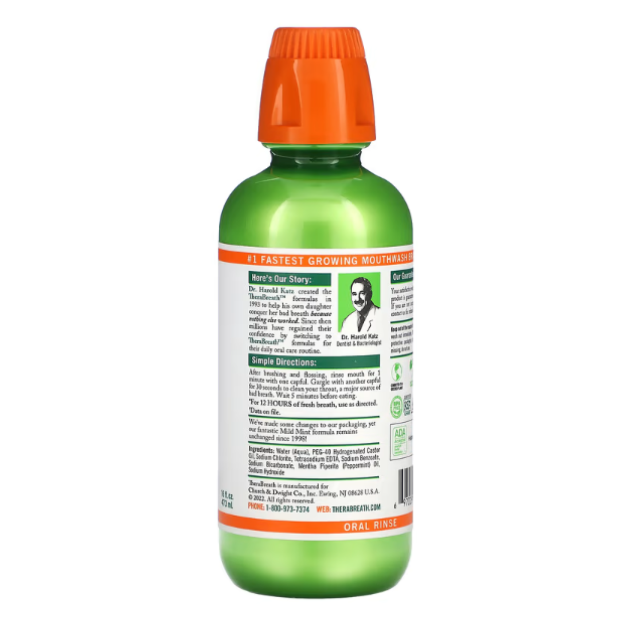 TheraBreath, Fresh Breath Mouthwash, Mild Mint Flavor, Alcohol-Free for Adults, 16 fl oz