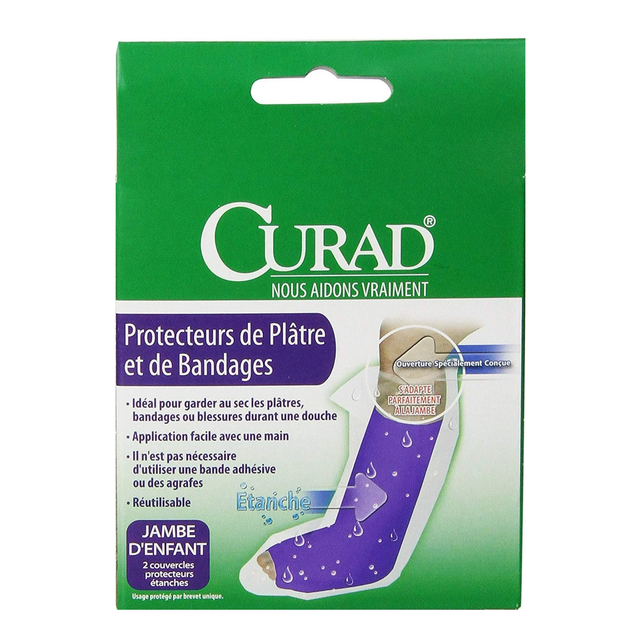 Curad, Cast and Bandage Protector, Waterproof Protection for Kid's Leg, Comfortable and Secure Fit, 2 Each, Clear