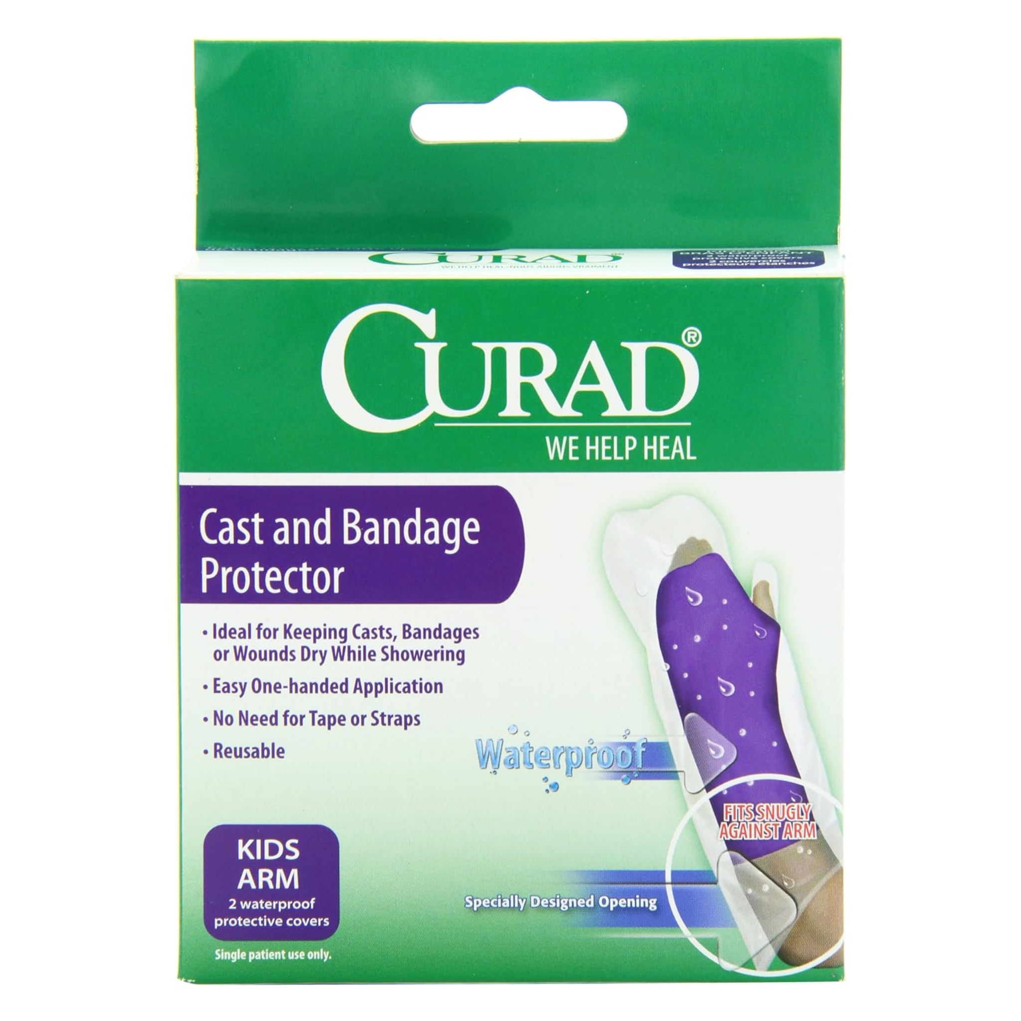 Curad, Cast and Bandage Protector, Waterproof Protection for Child's Arm Cast, Clear, 2 Count