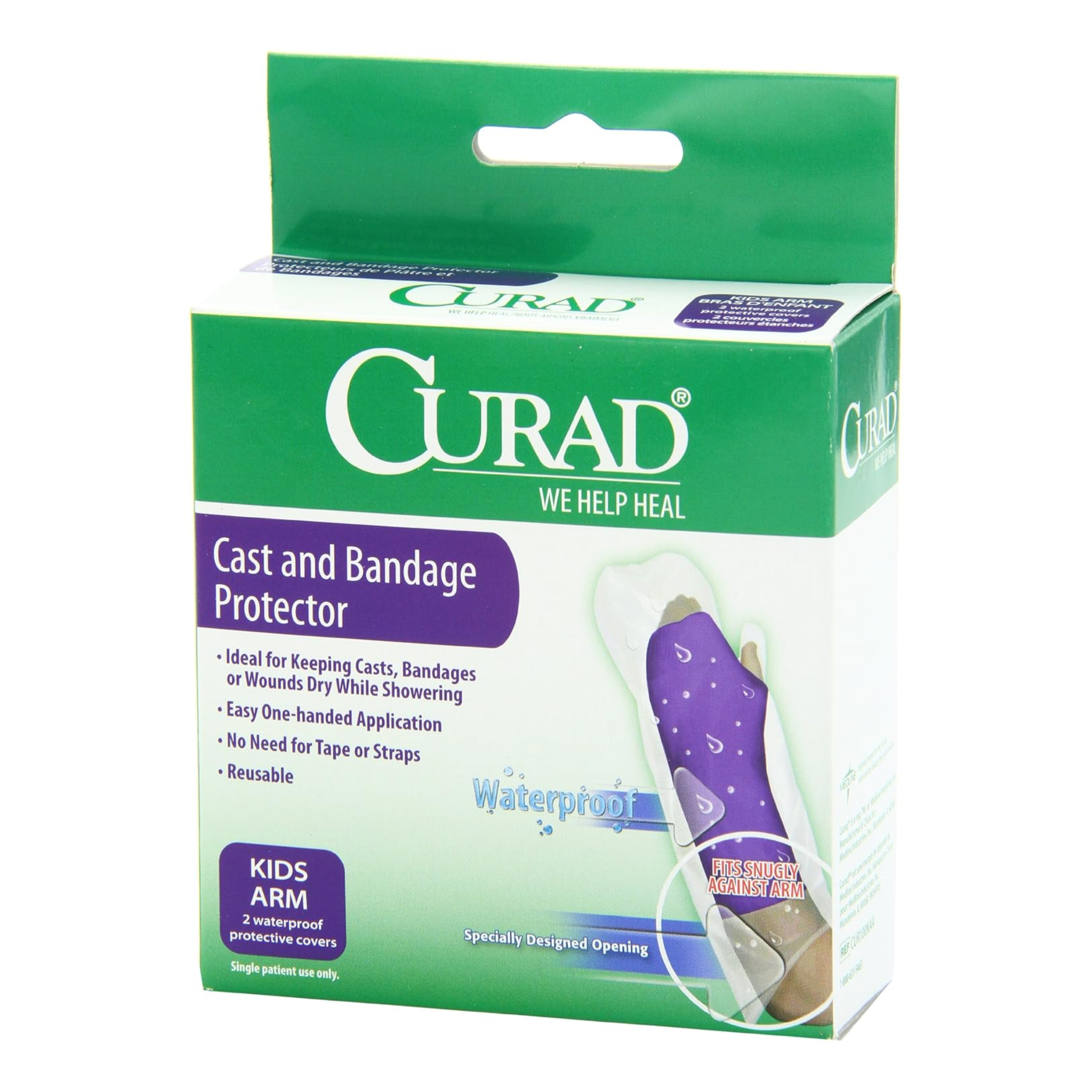 Curad, Cast and Bandage Protector, Waterproof Protection for Child's Arm Cast, Clear, 2 Count