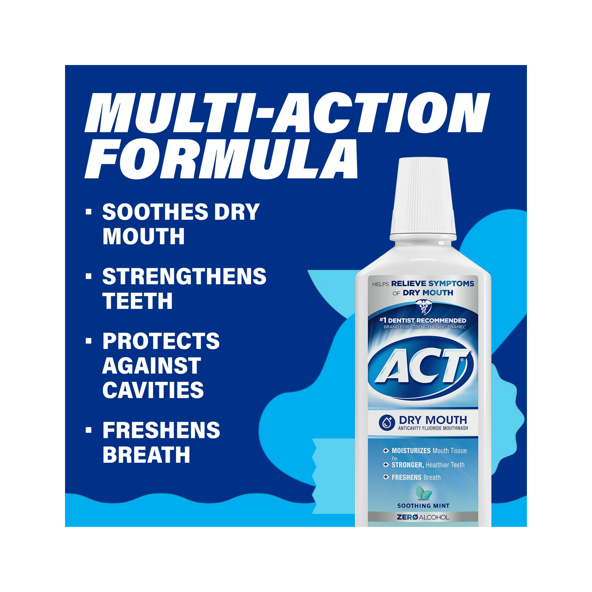 ACT, Dry Mouth Anticavity Fluoride Mouthwash, Soothing Mint Flavor for Freshness, 18 fl. oz