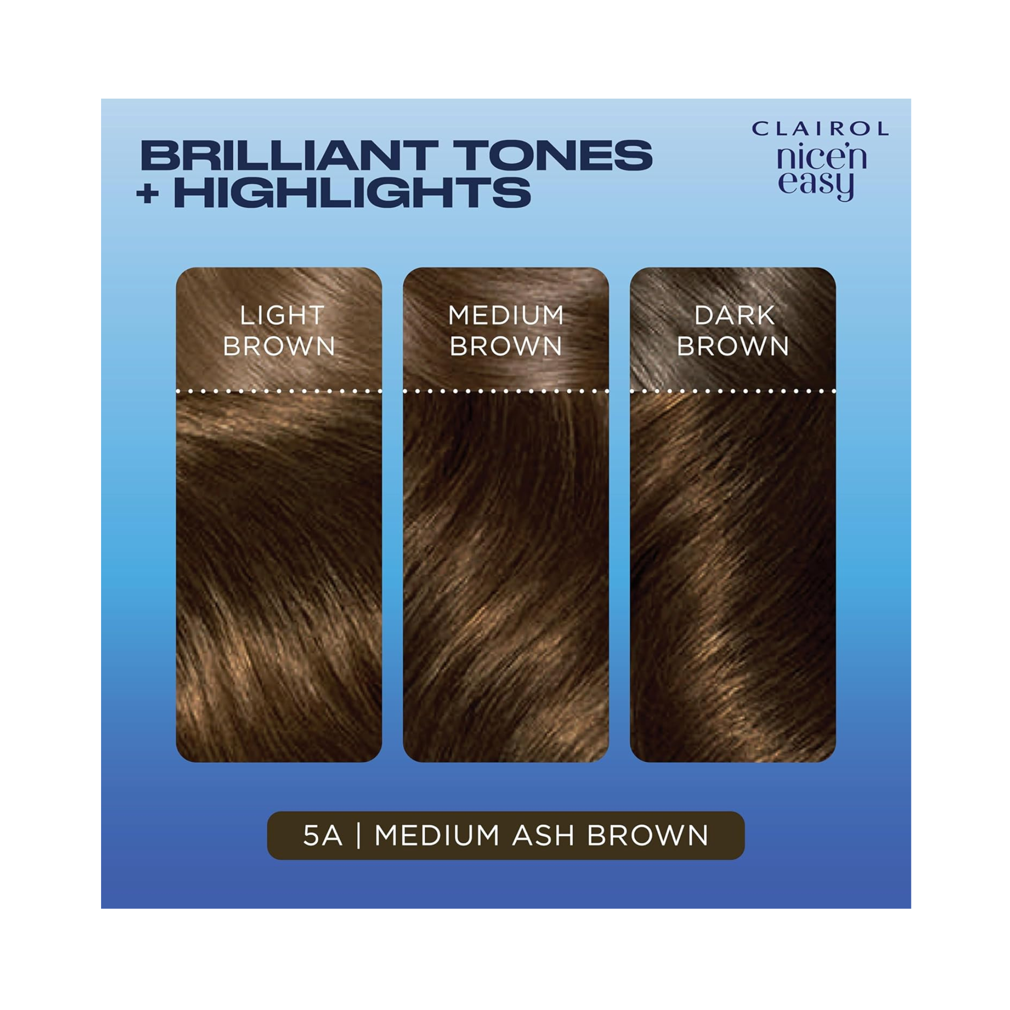 Clairol, Nice'N Easy Color Blend Foam, 5A Medium Ash Brown, Permanent Hair Dye with Easy Foam Application, 1 Kit