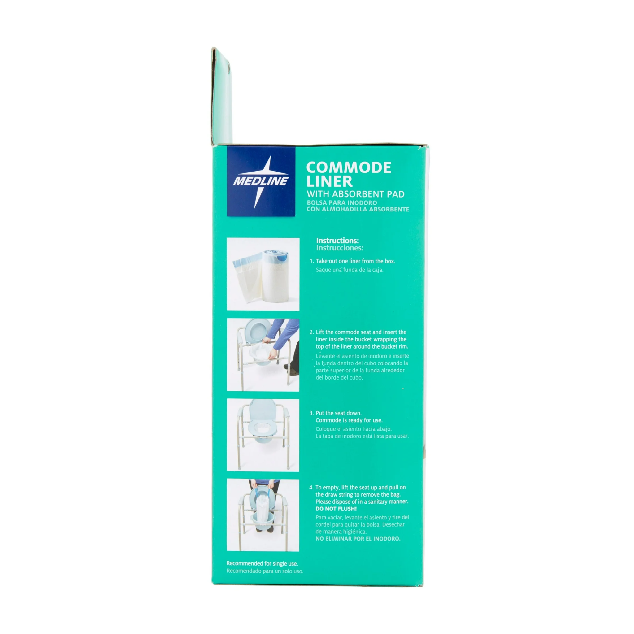 Medline, Commode Liner with Absorbent Pad, Leak-Resistant and Disposable Hygiene Solution for Standard Commodes, 12 Count