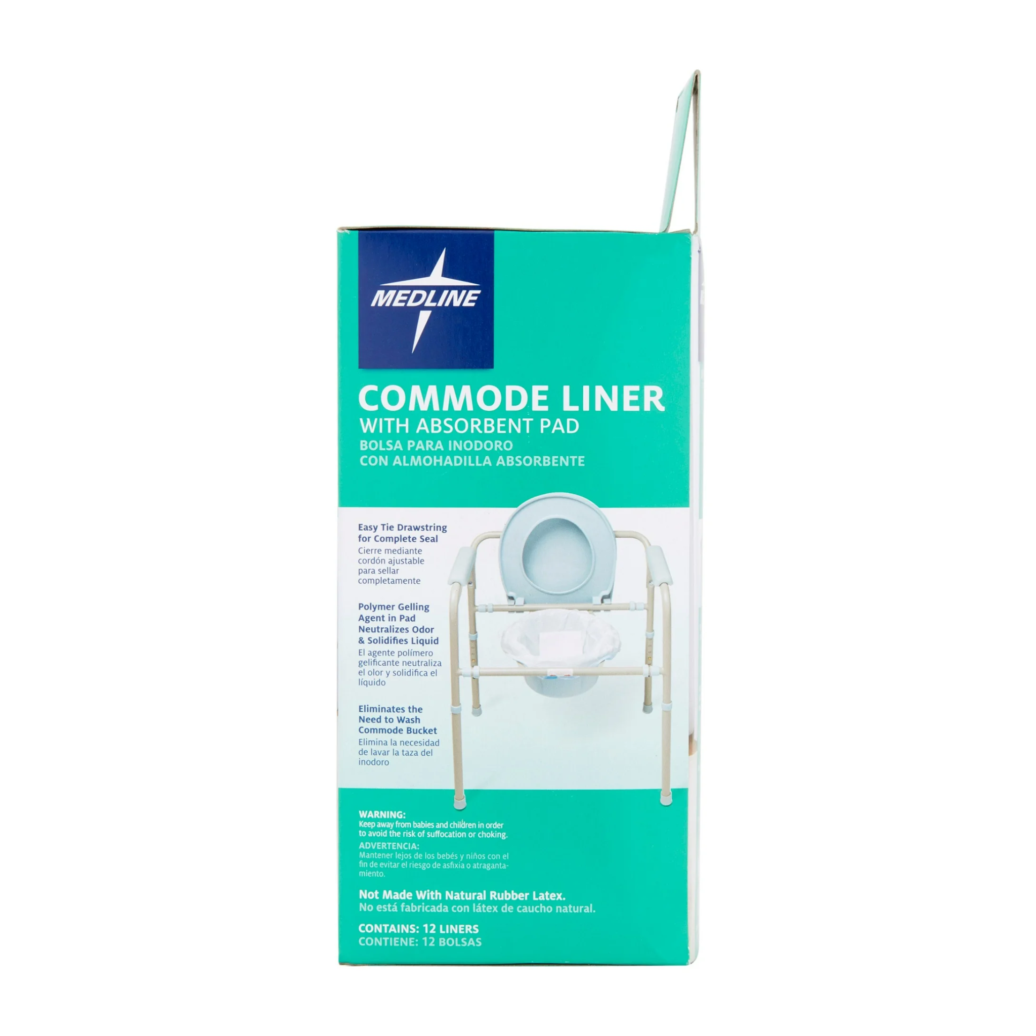 Medline, Commode Liner with Absorbent Pad, Leak-Resistant and Disposable Hygiene Solution for Standard Commodes, 12 Count