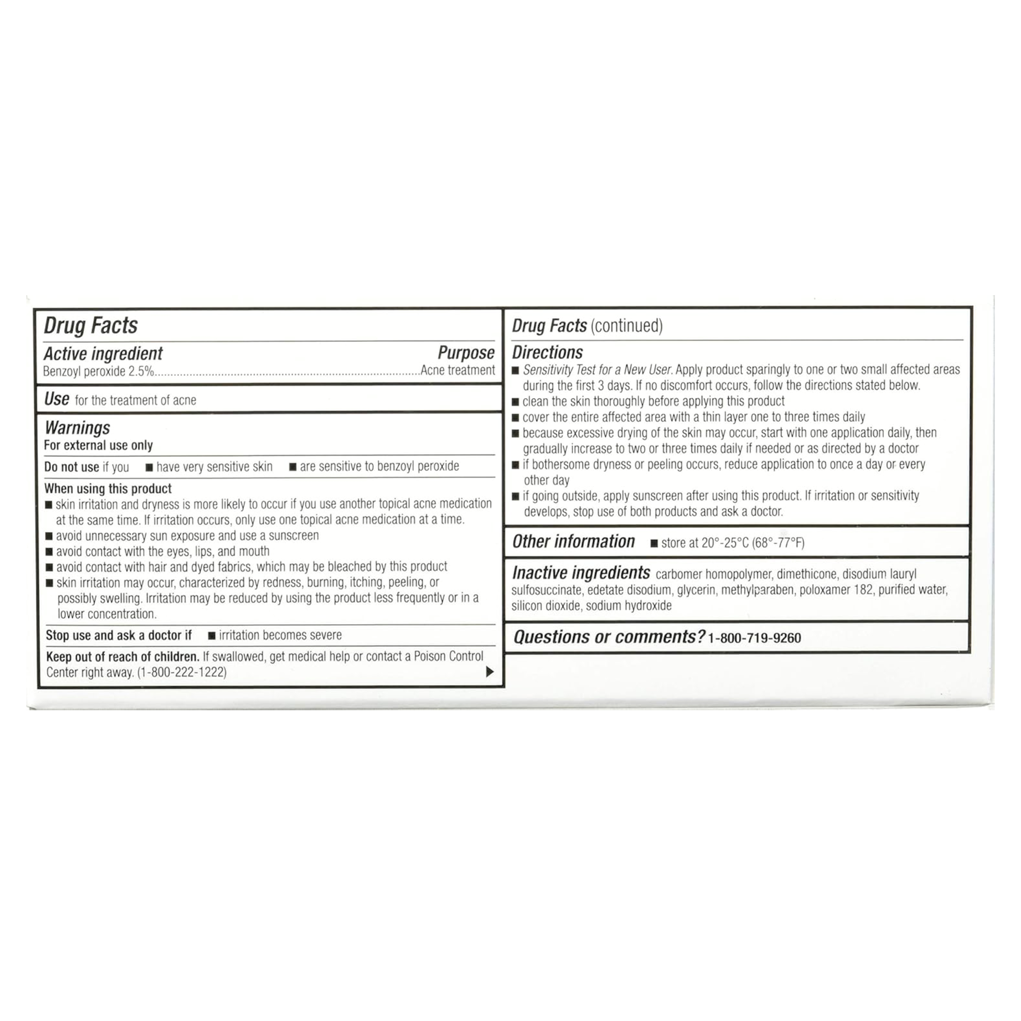 Perrigo, 2.5% Benzoyl Peroxide Acne Treatment Gel, Gentle Formula for Clearer Skin, 2.1 oz