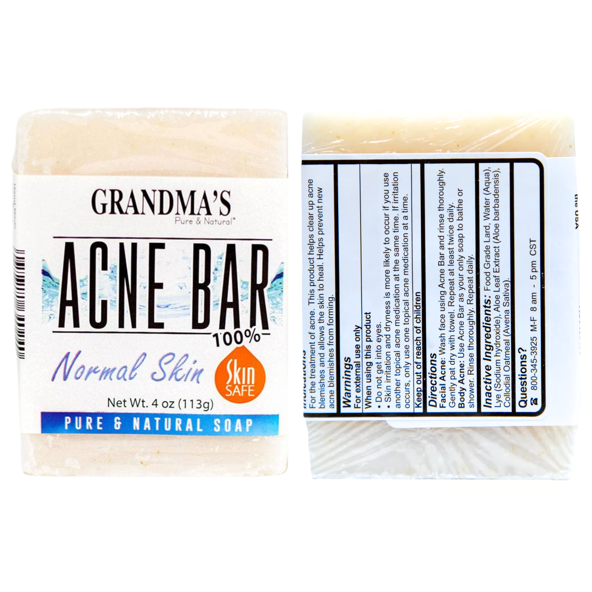 Grandma's Pure & Natural, Secrets of Suzanne Acne Bar, Gentle and Effective Skin Care for Acne, 4 fl oz